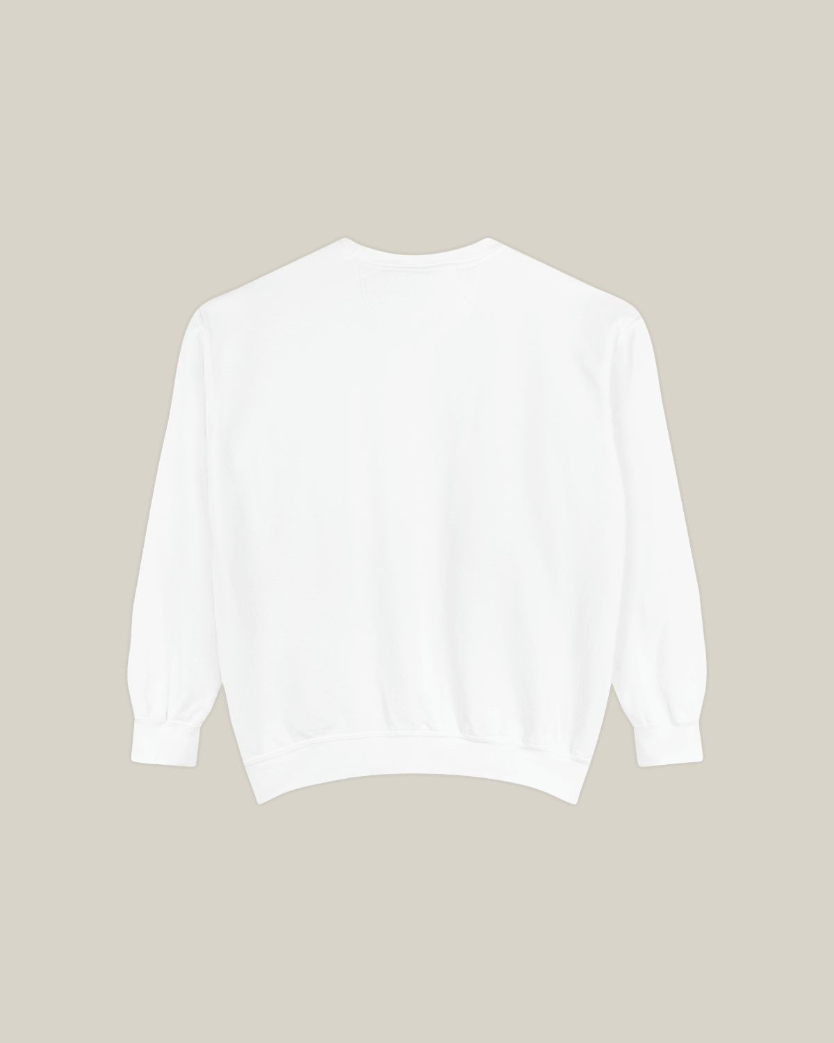 Back view of the Taily Diner Burger Time sweatshirt in white, featuring a classic crewneck and ribbed cuffs.
