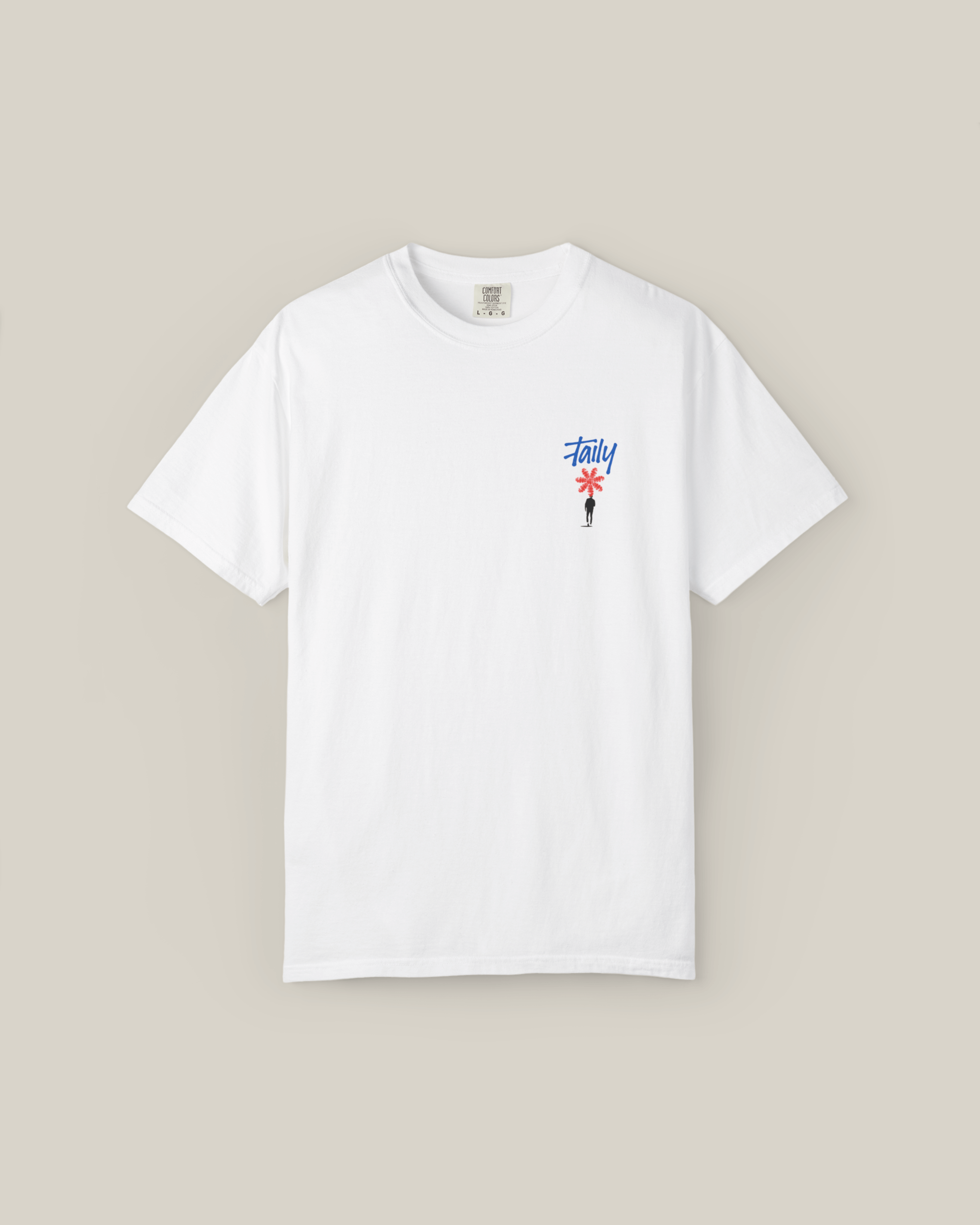 Taily Bloom Streetwear Graphic T-shirt in white with chest logo, a trendy streetwear graphic t-shirt for urban style.