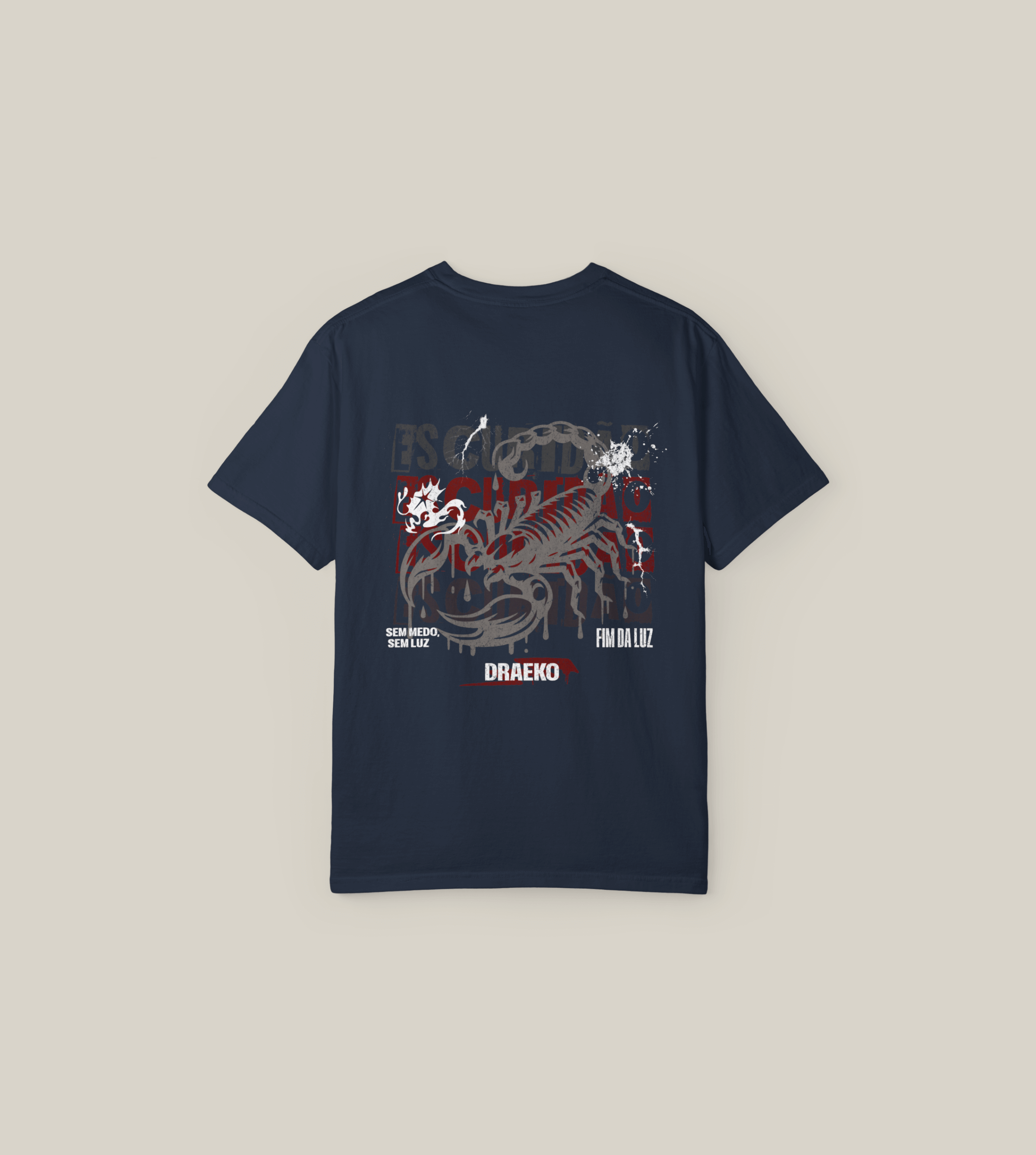 Taily Scorpion Streetwear Graphic T-Shirt in navy featuring bold scorpion artwork and minimal logo
