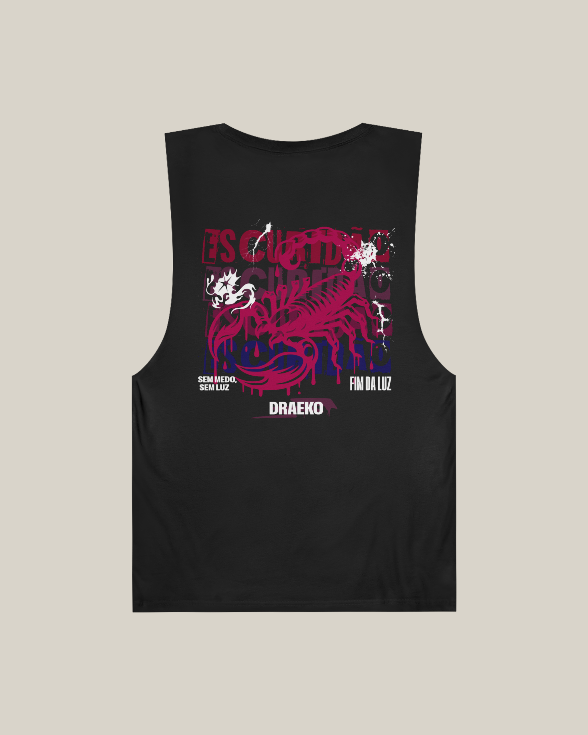 Taily Scorpion Graphic Tank Top – Black Pink Print