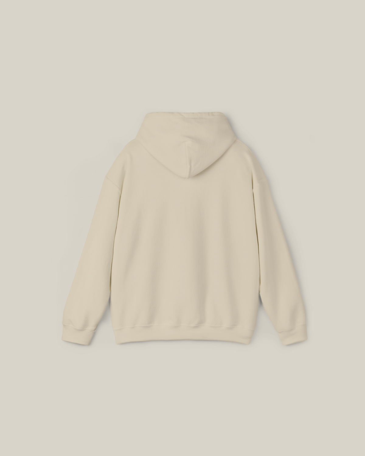 Taily Bird Embroidered Hoodie Indigo Blue Minimal Streetwear back view in soft sand color.