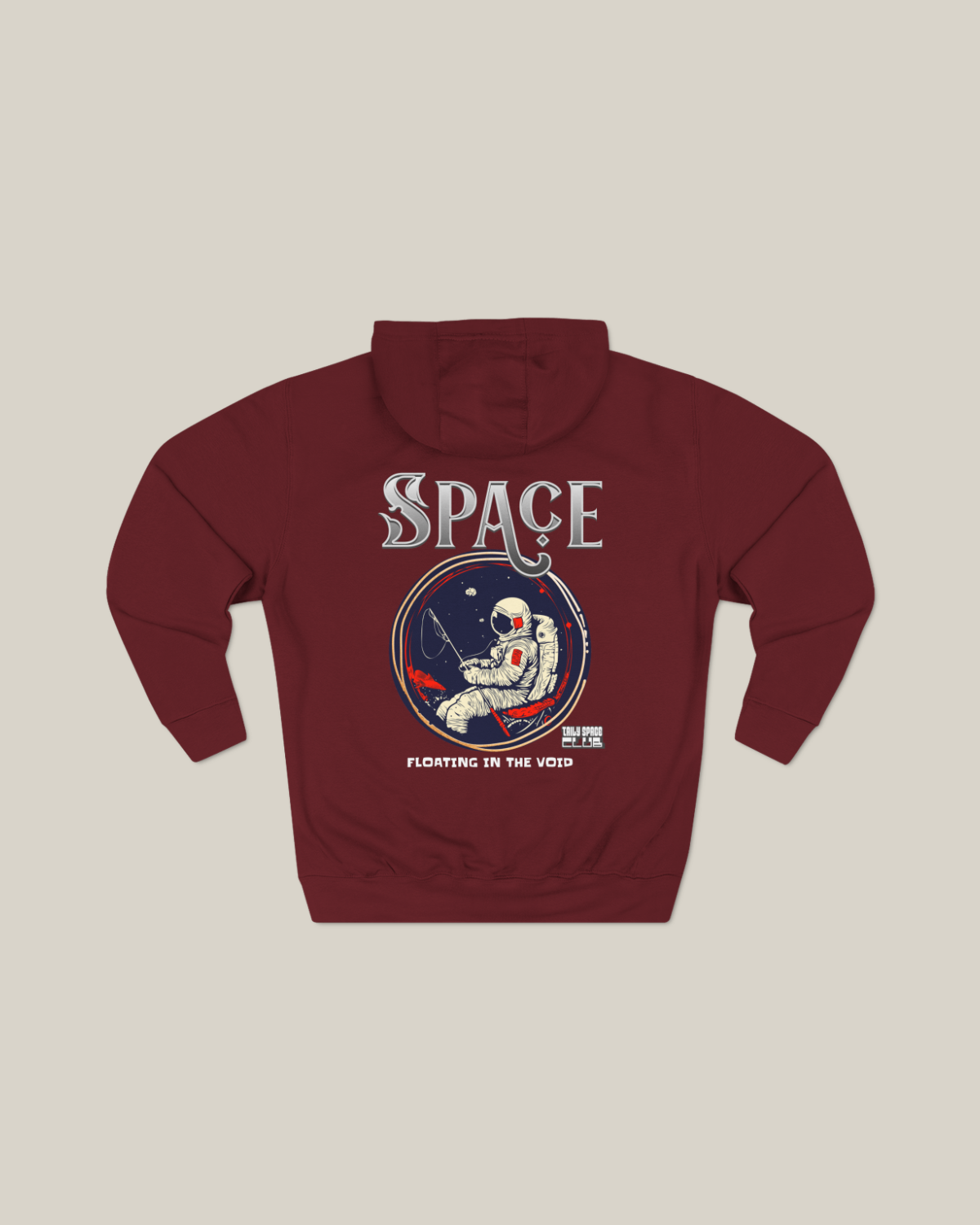 Taily “Space Club” Streetwear Graphic Hoodie – Burgundy