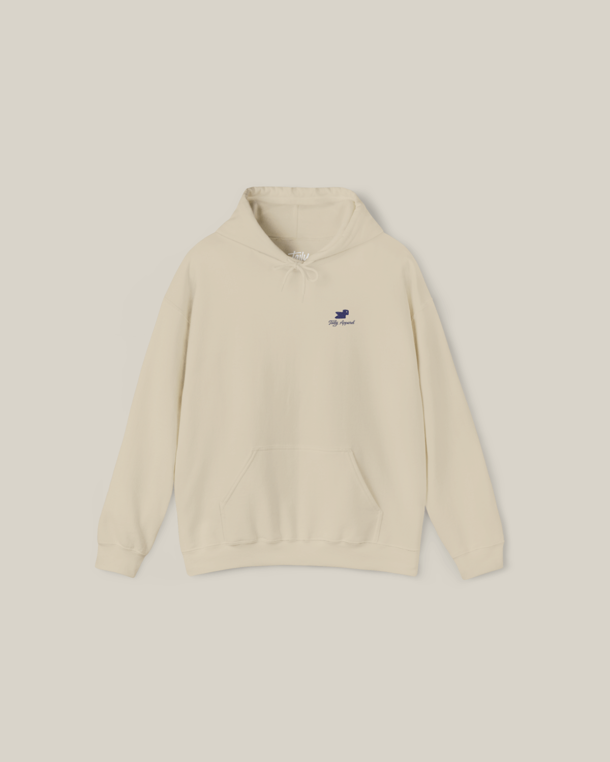 Taily Bird Embroidered Hoodie in Sand | Minimal Streetwear with signature embroidery