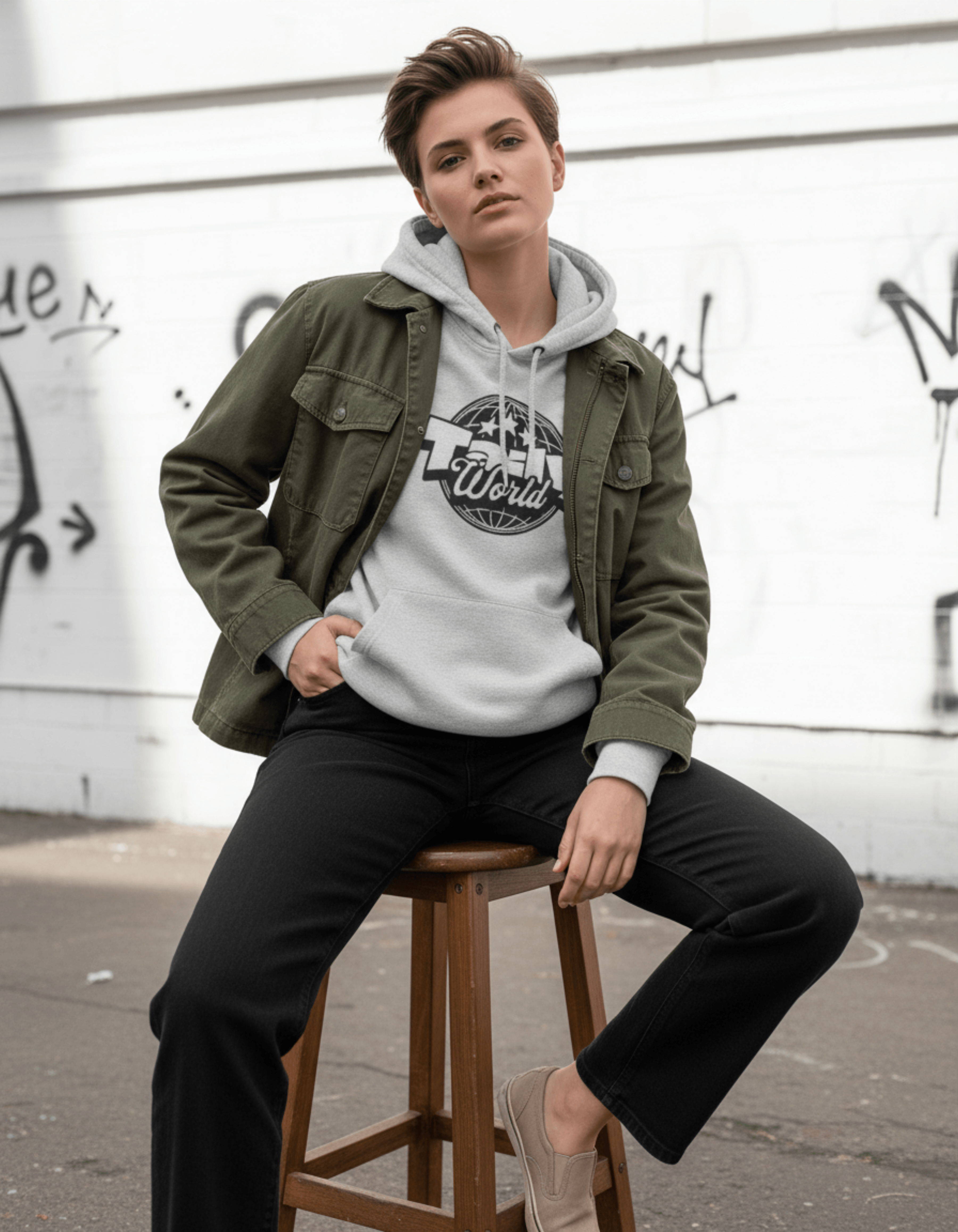 Taily World Graphic Hoodie – Heather Grey | Taily Apparel