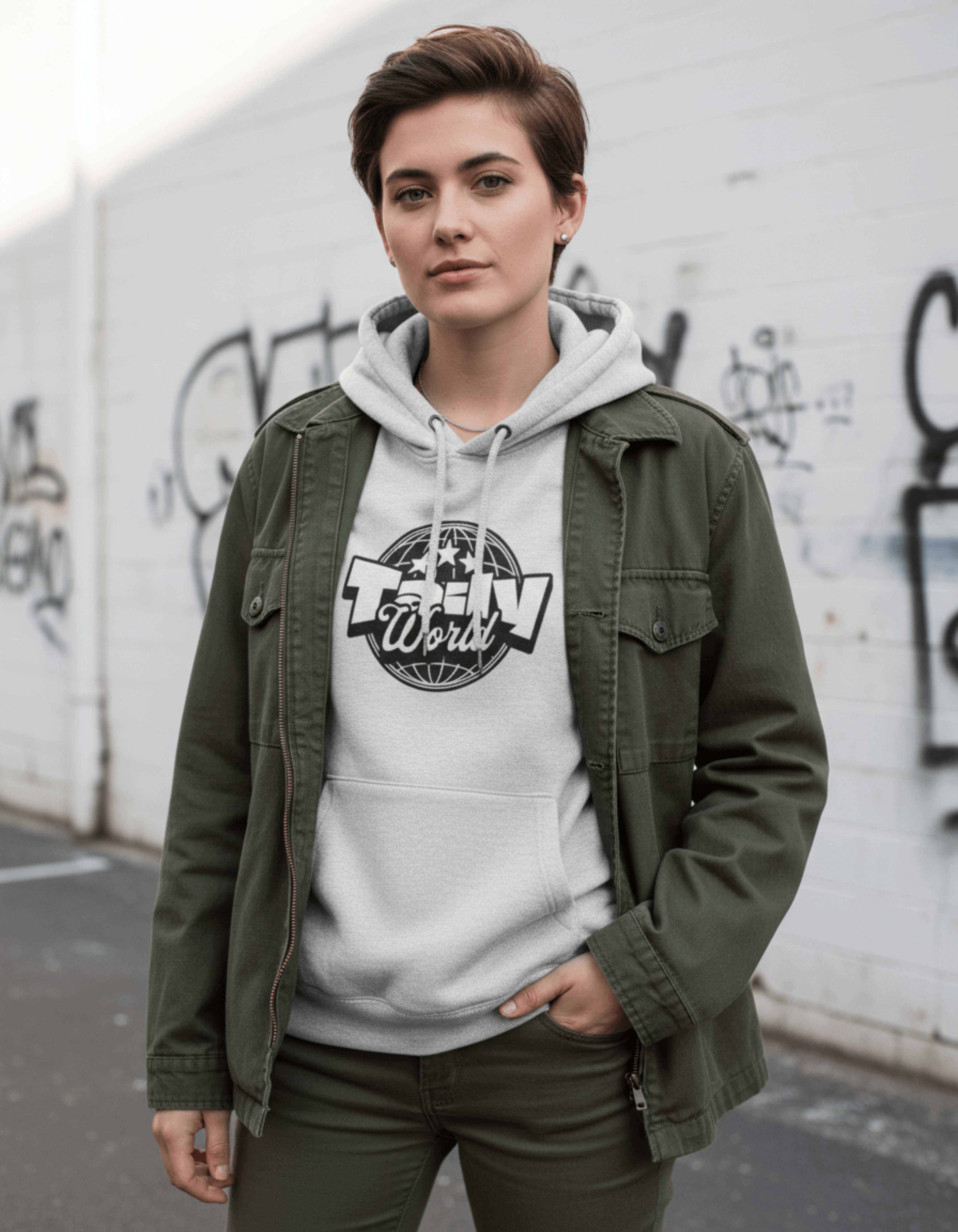 Taily World Graphic Hoodie – Heather Grey | Taily Apparel
