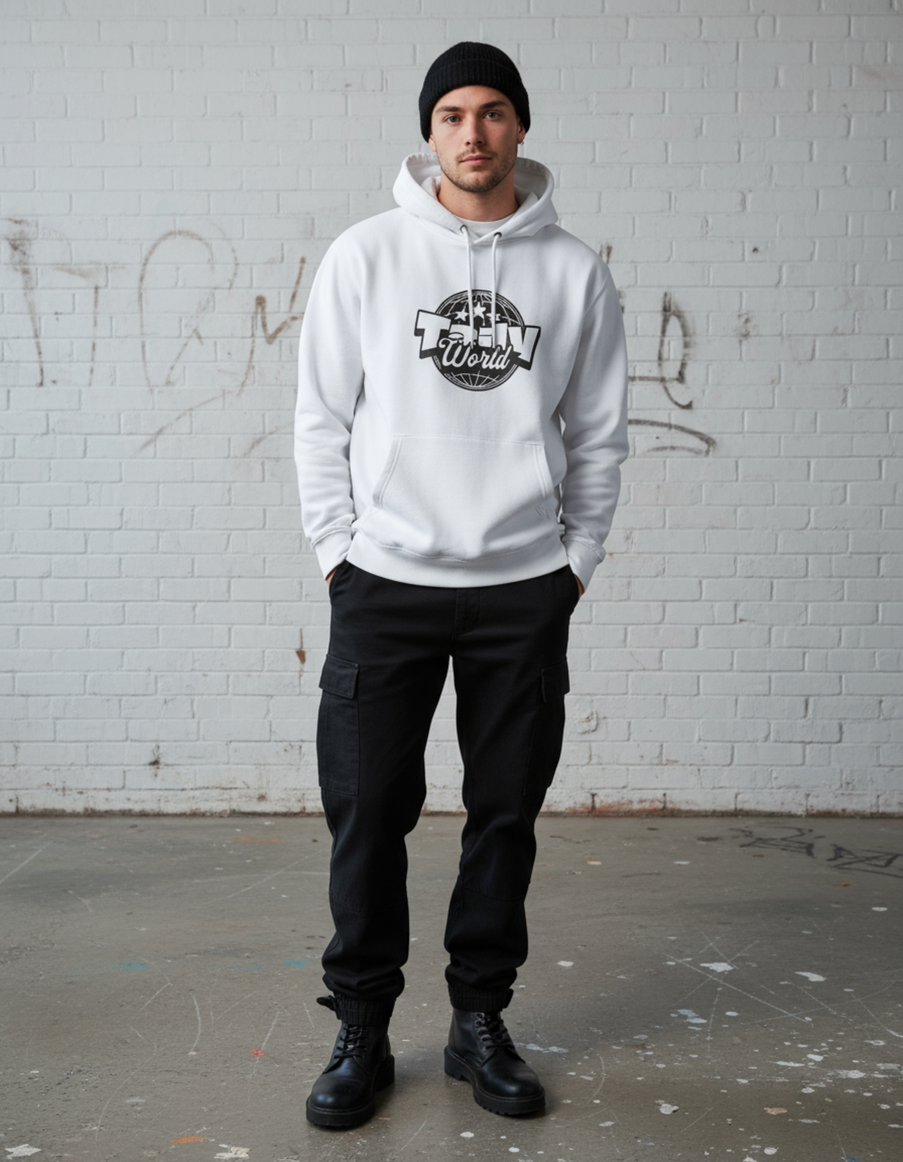 Taily World Graphic Hoodie – White | Taily Apparel