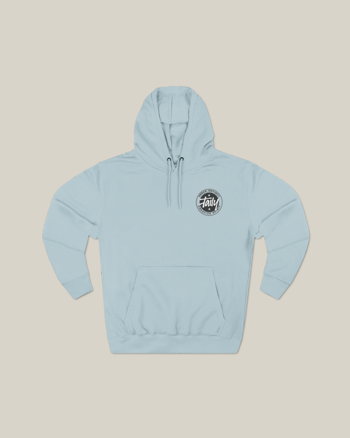 Taily Horizons Instinct graphic hoodie in Blue Mist with front logo and cozy design.