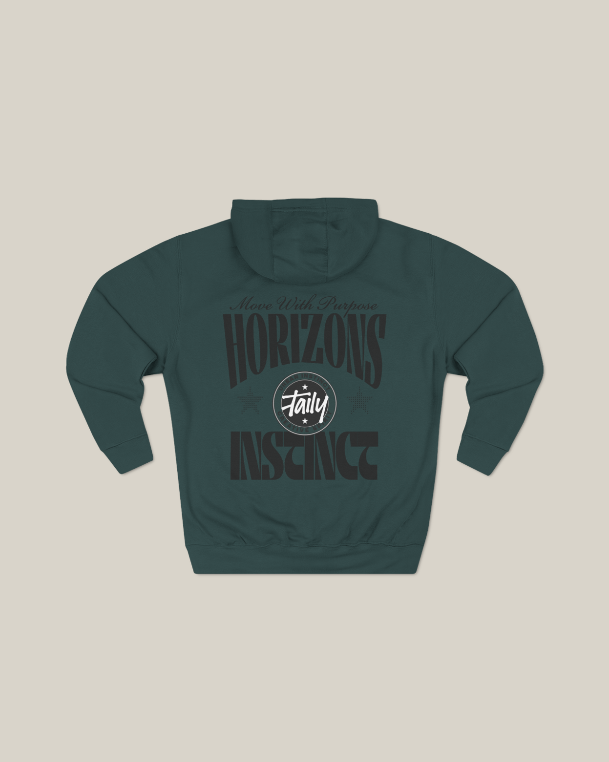 Taily Horizons Instinct Hoodie – Sports Green with back graphic detailing and Taily emblem.