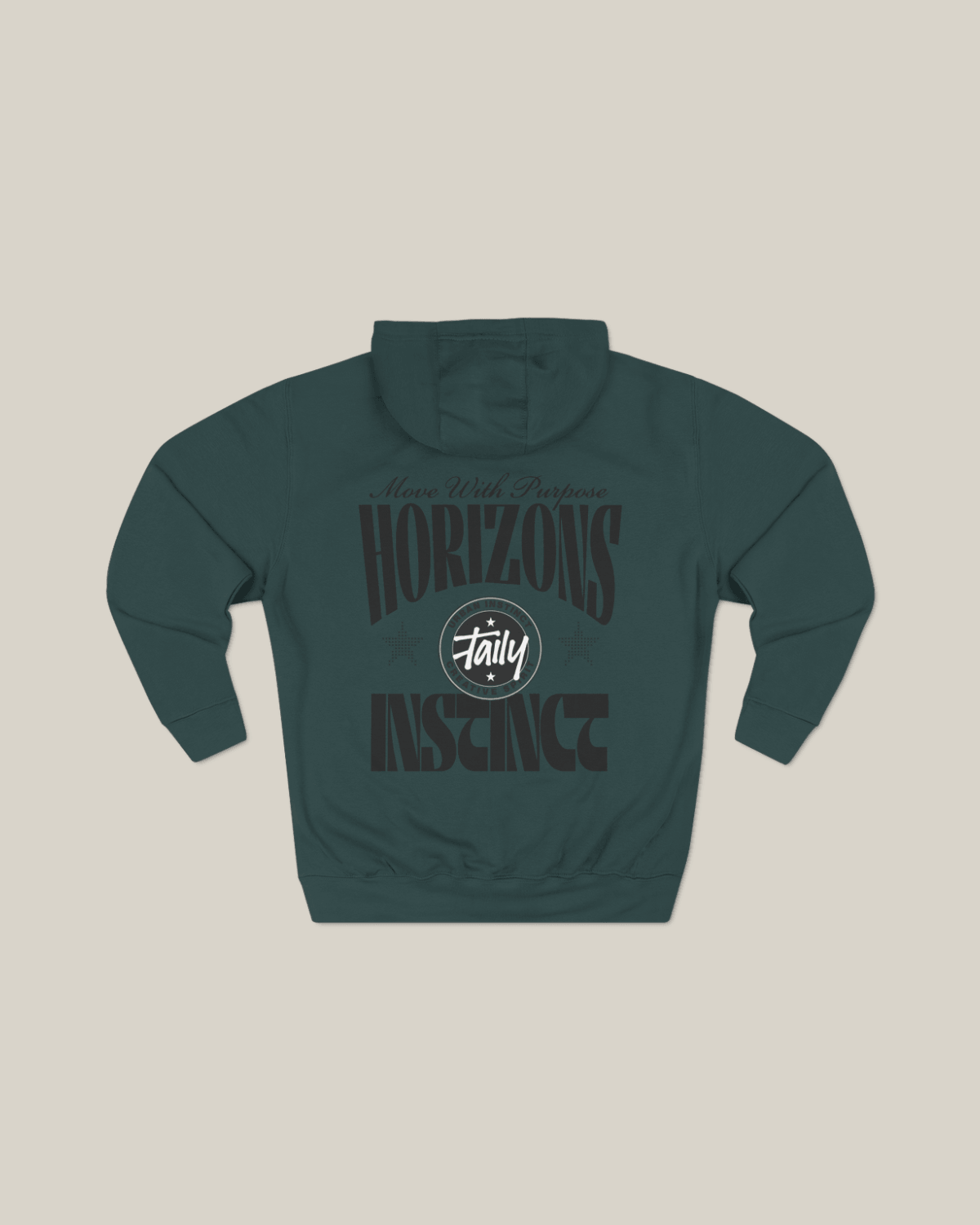 Taily Horizons Instinct Hoodie – Sports Green with back graphic detailing and Taily emblem.
