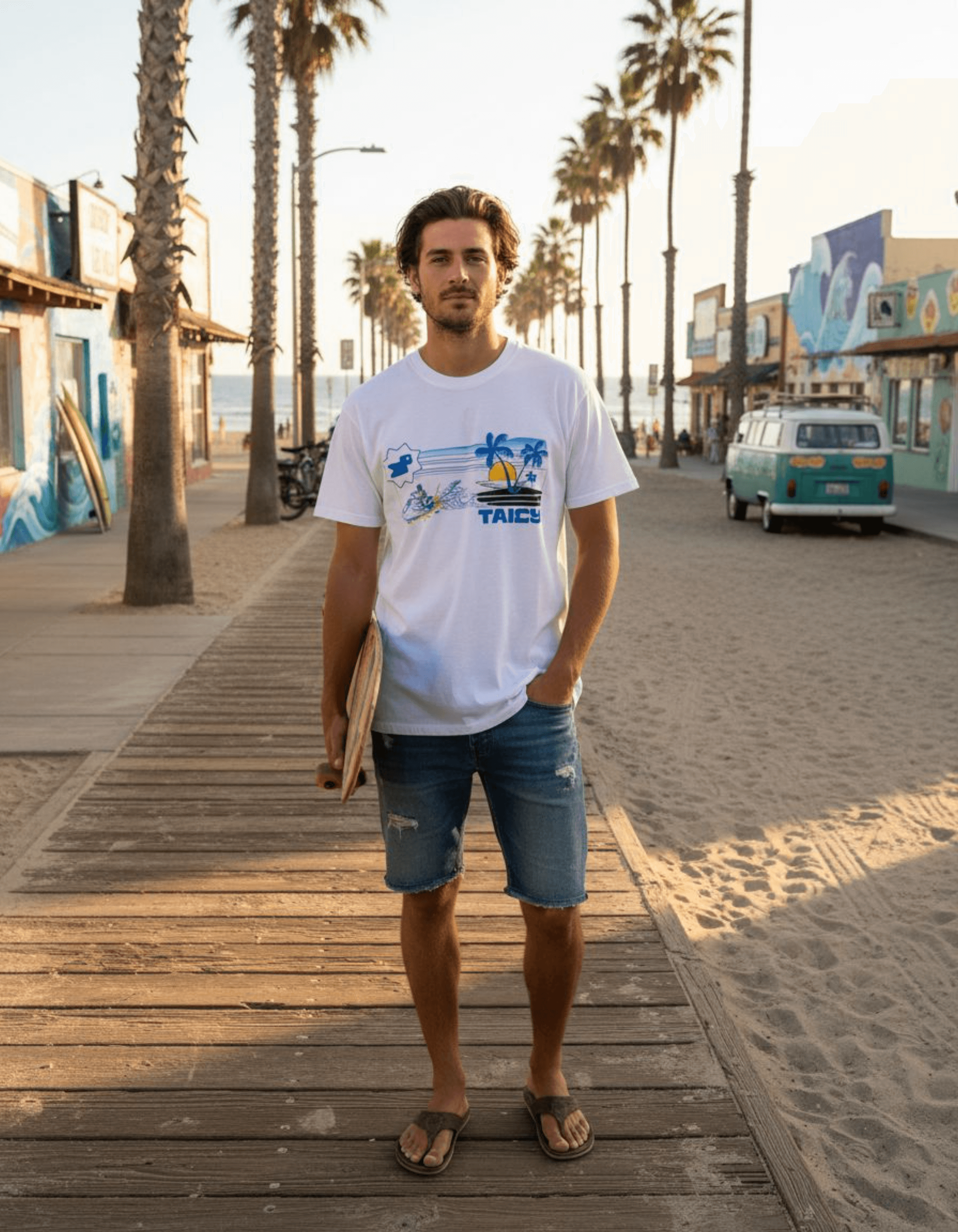 Taily Jet Splash Streetwear Graphic T-Shirt – White