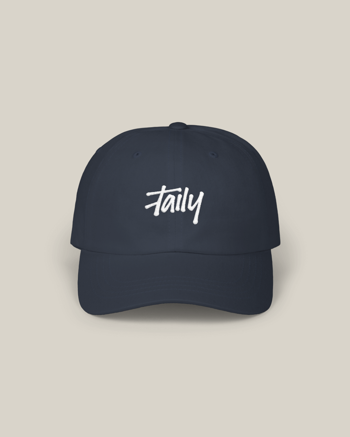 Taily Classic Dad Cap in navy cotton with a relaxed design and embroidered logo.