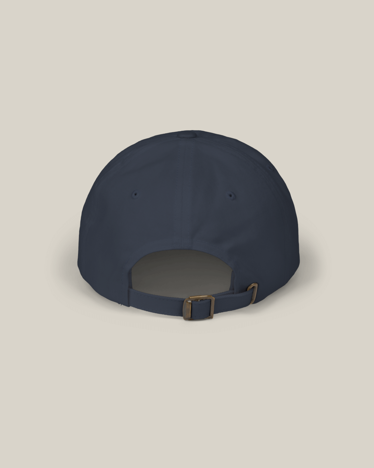 Back view of Taily Classic Dad Cap in navy cotton, featuring an adjustable strap for a comfortable fit.