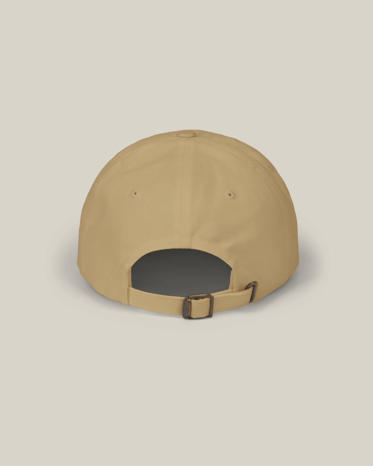 Back view of Taily Classic Dad Cap in khaki cotton, showcasing adjustable strap and relaxed style.