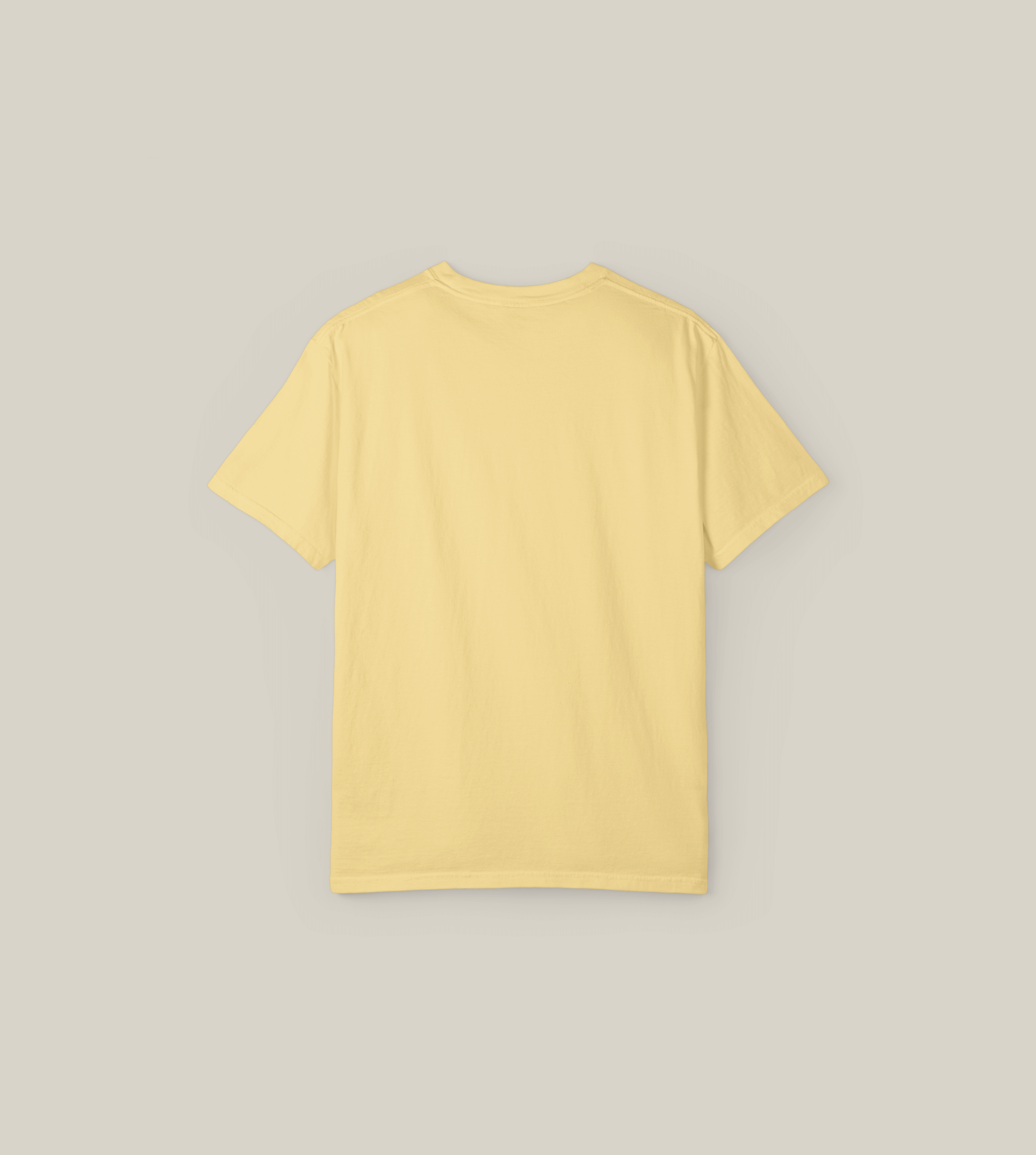 Back view of Taily Summer Souvenir Tee, a yellow cotton t-shirt for summer lovers.
