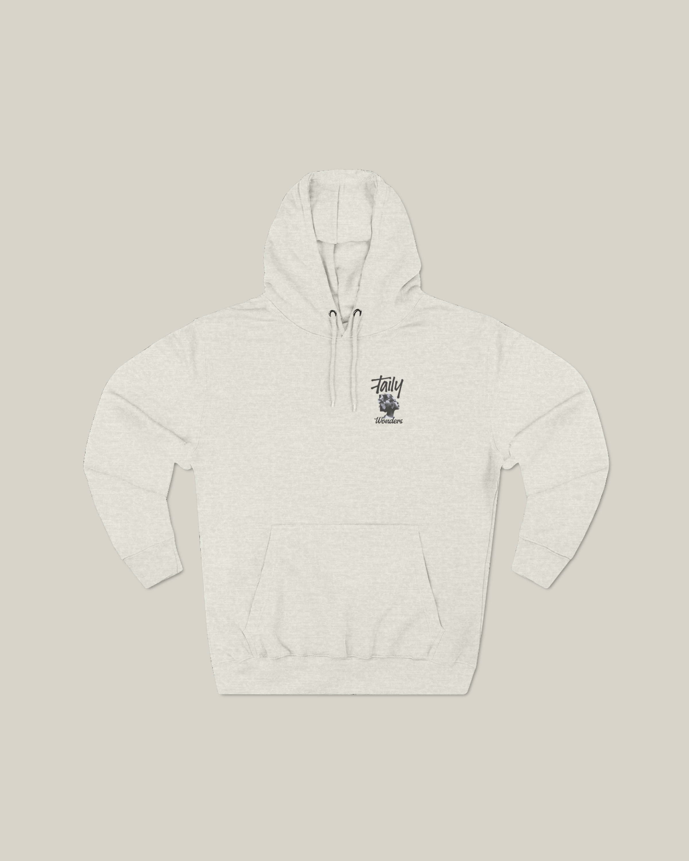 Vintage graphic Taily Wonders unisex hoodie in oatmeal color, featuring a unique design and soft fabric for streetwear style.