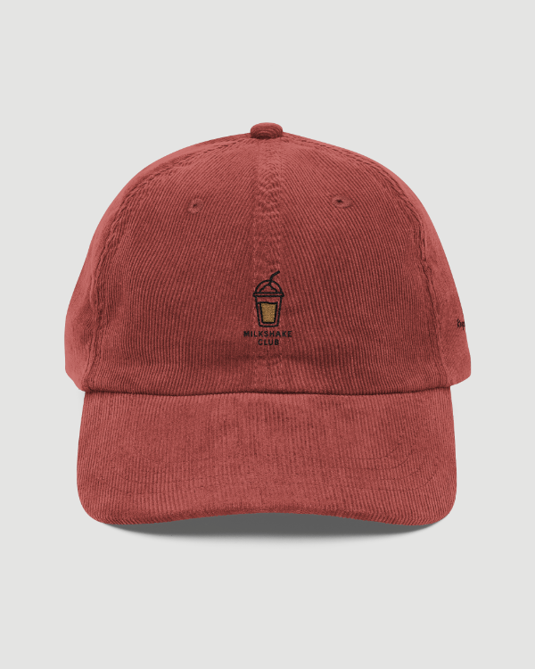 Embroidered Corduroy Cap – Milkshake Club (Burgundy)