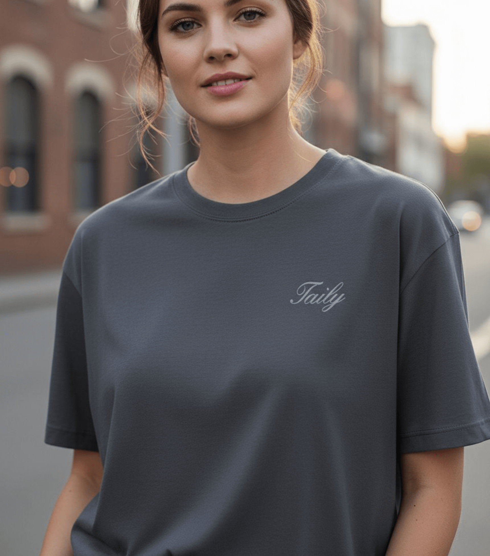 Taily Swiss Alps Vintage Boxy T-Shirt – Dark Grey