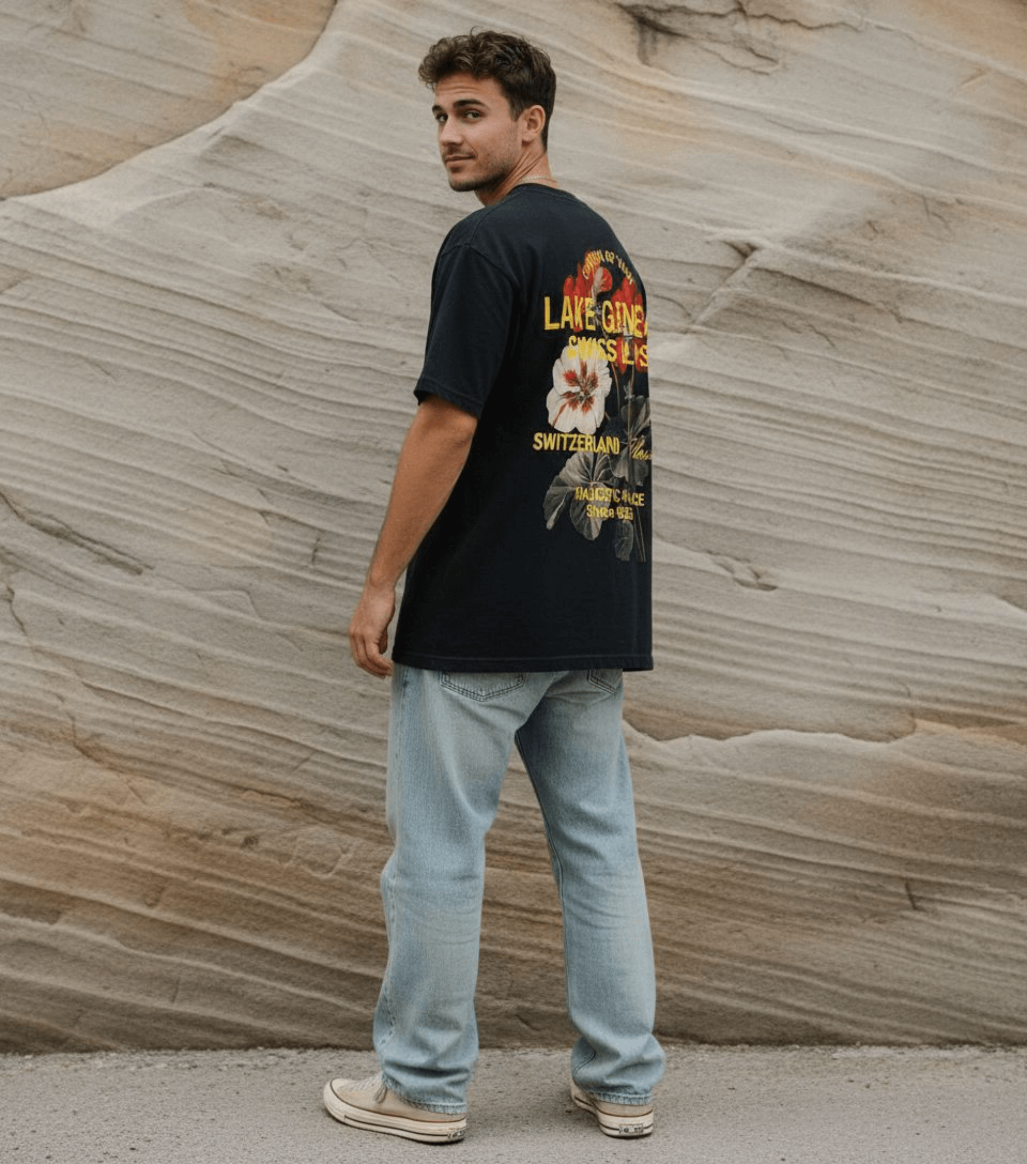 Taily Swiss Alps Vintage Boxy T-Shirt – Black