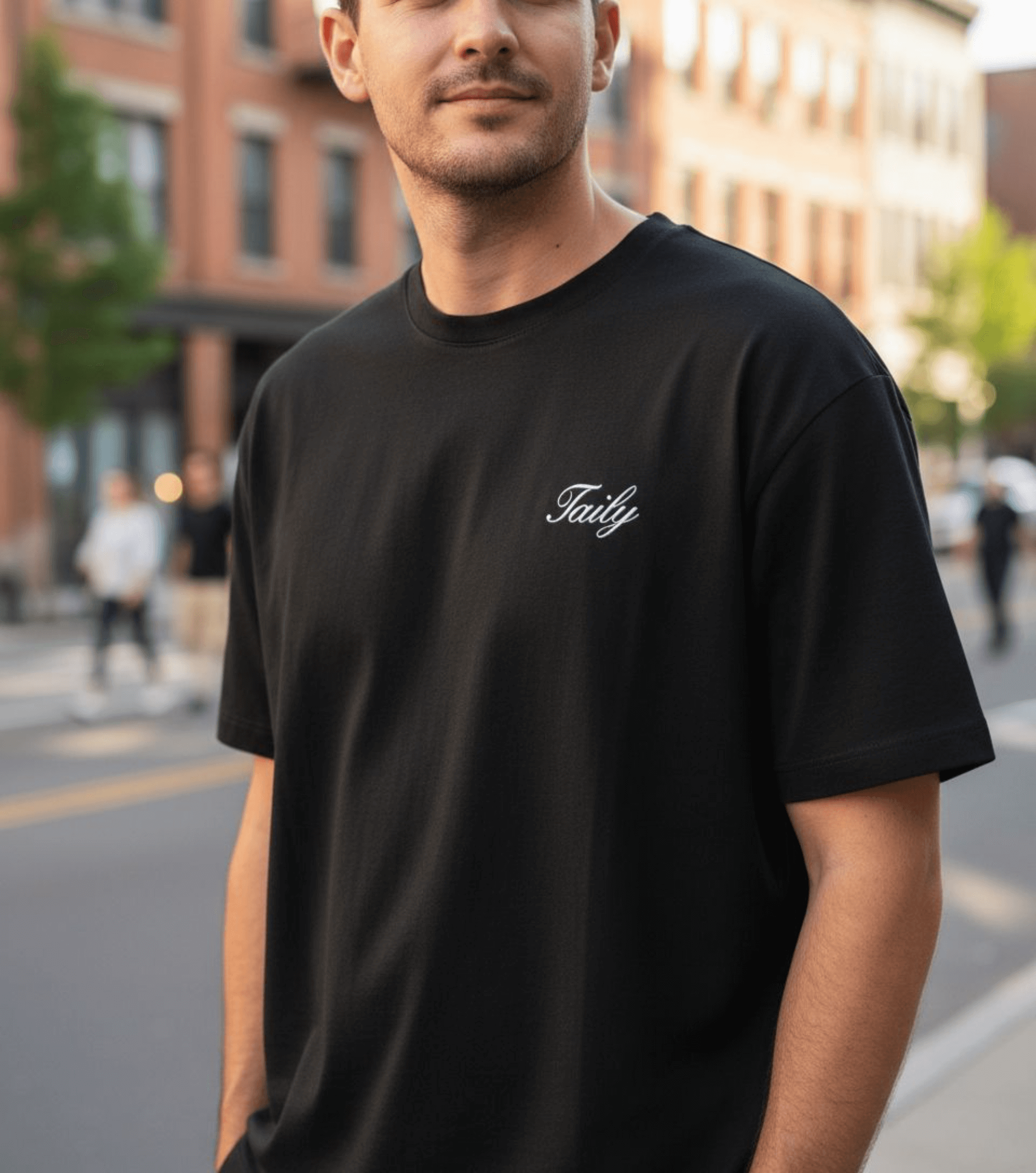 Taily Swiss Alps Vintage Boxy T-Shirt – Black