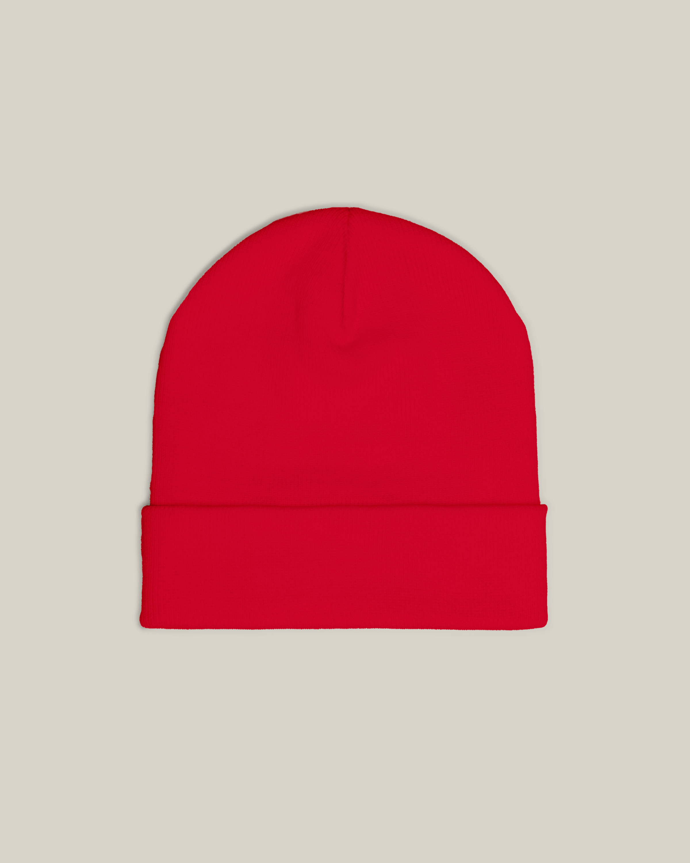 Taily Bird Knit Beanie in red, featuring a minimalist design and a comfortable fit for streetwear style.
