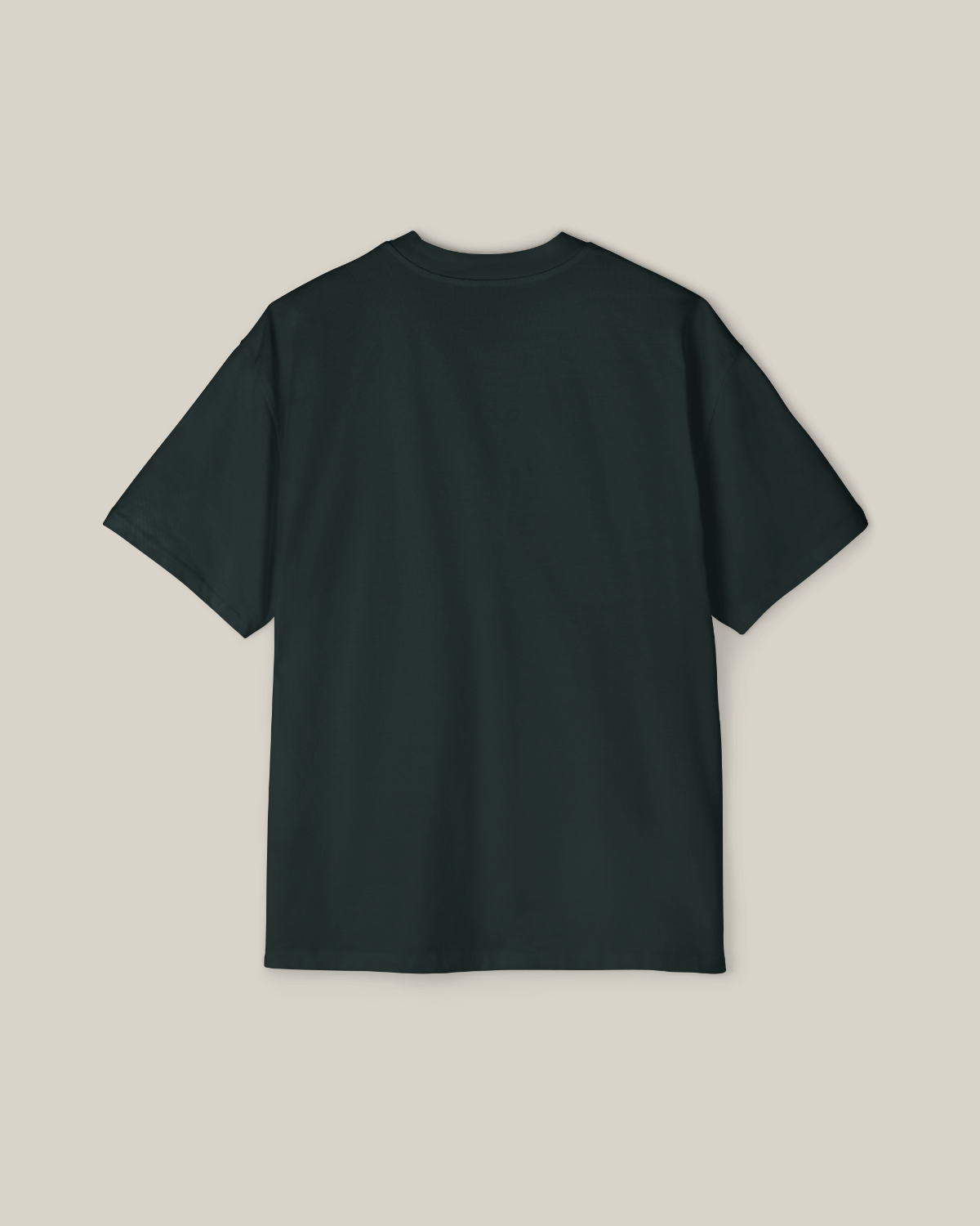 Back view of Taily “Existence” Streetwear Oversized T-Shirt in pine green.