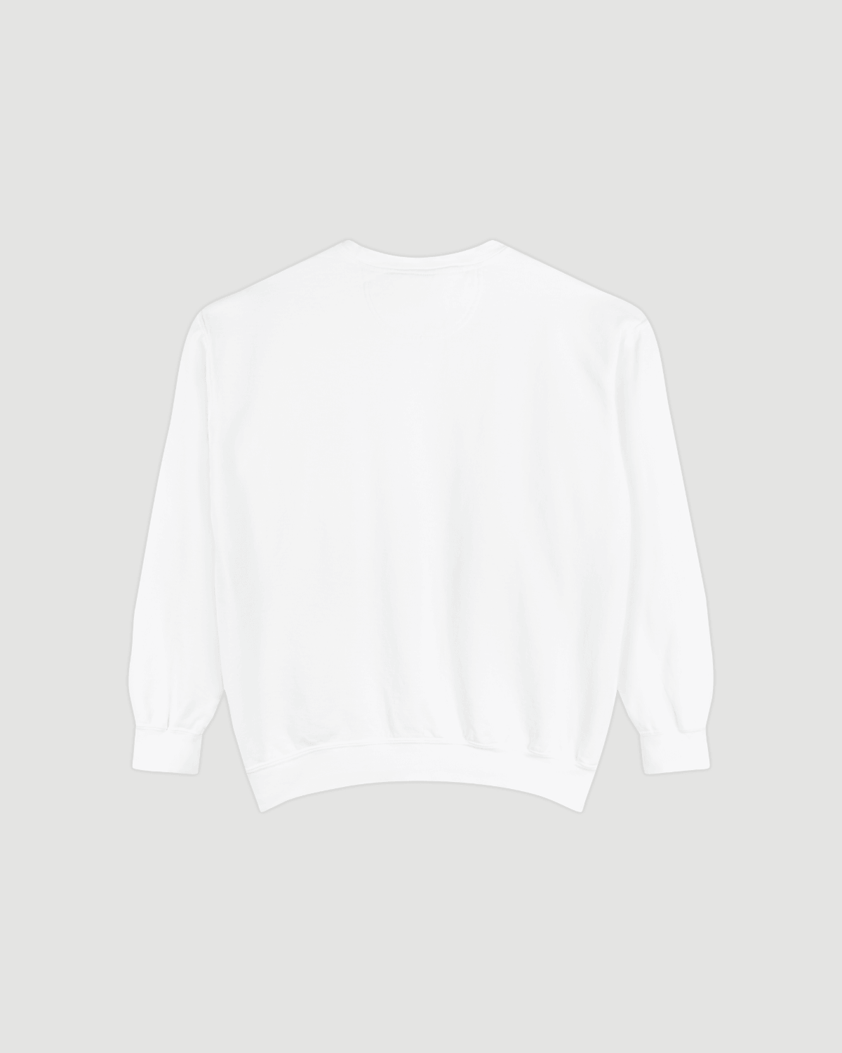 Back view of the Good Fries Only Sweatshirt – Taily Diner (White) showcasing its simple design and white color.