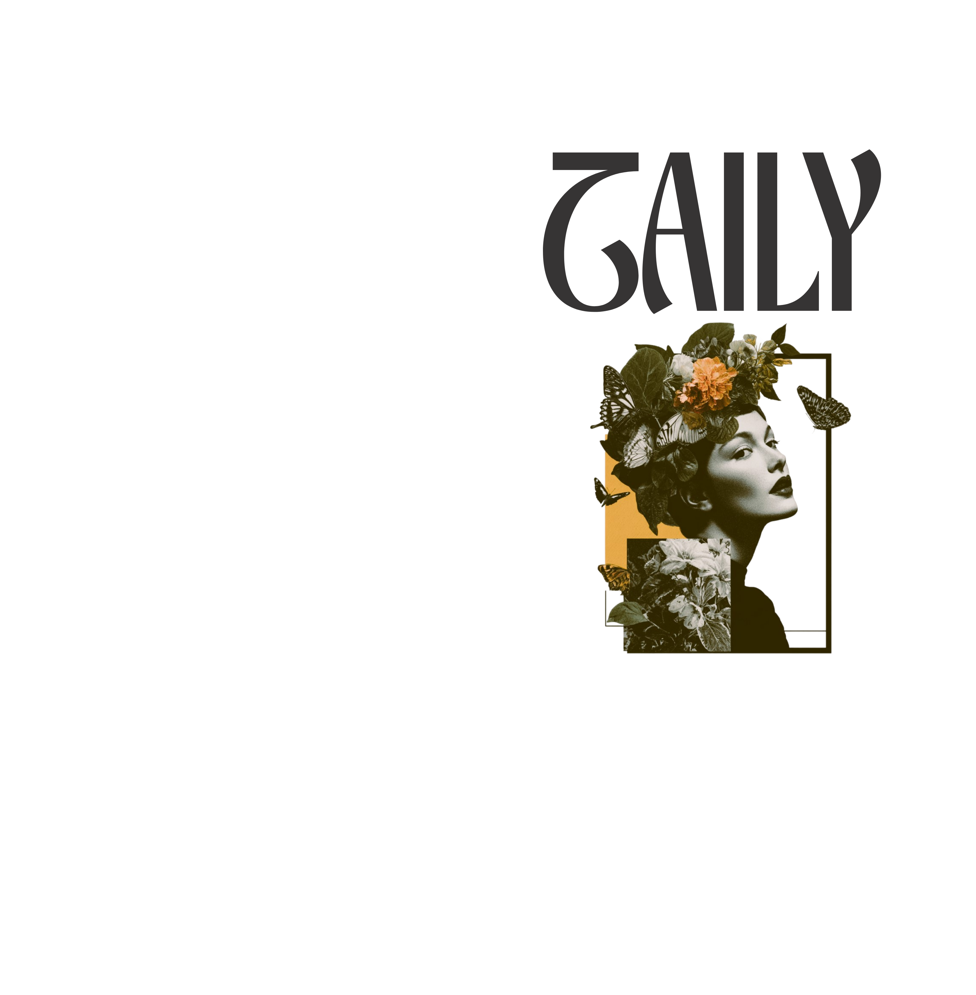 Vintage boxy tee design featuring a floral portrait and retro typography on a white background.