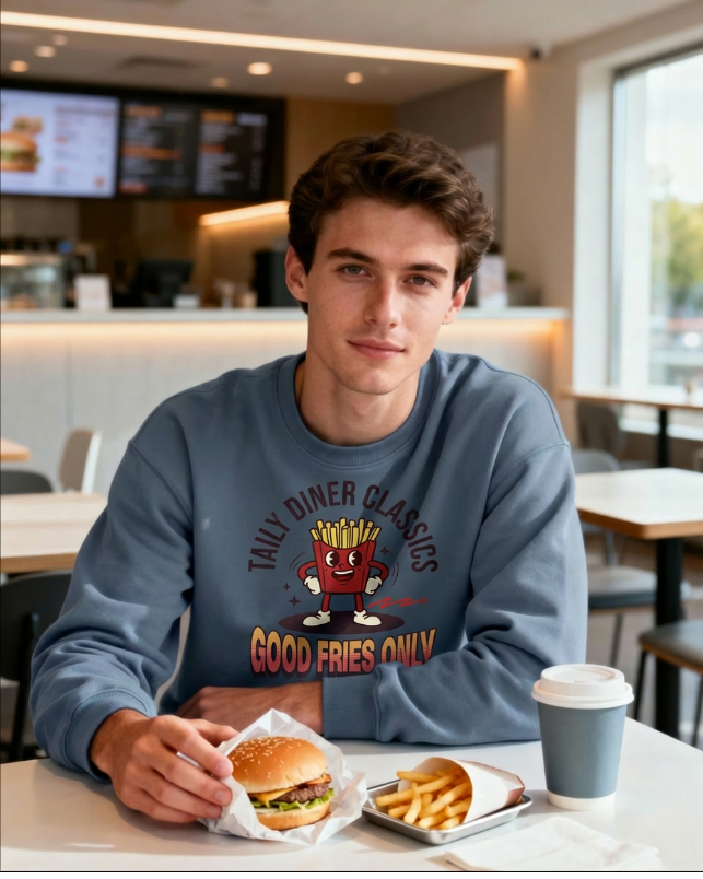 Good Fries Only Sweatshirt – Taily Diner (Blue Jean)