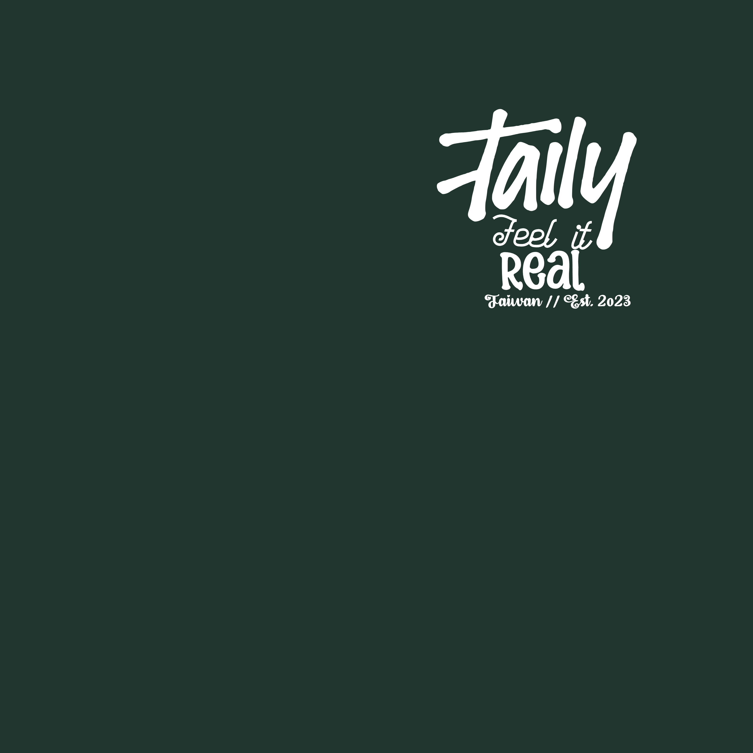 Taily Feel It Real Boxy Tee in forest green with logo and text design, perfect for streetwear style.