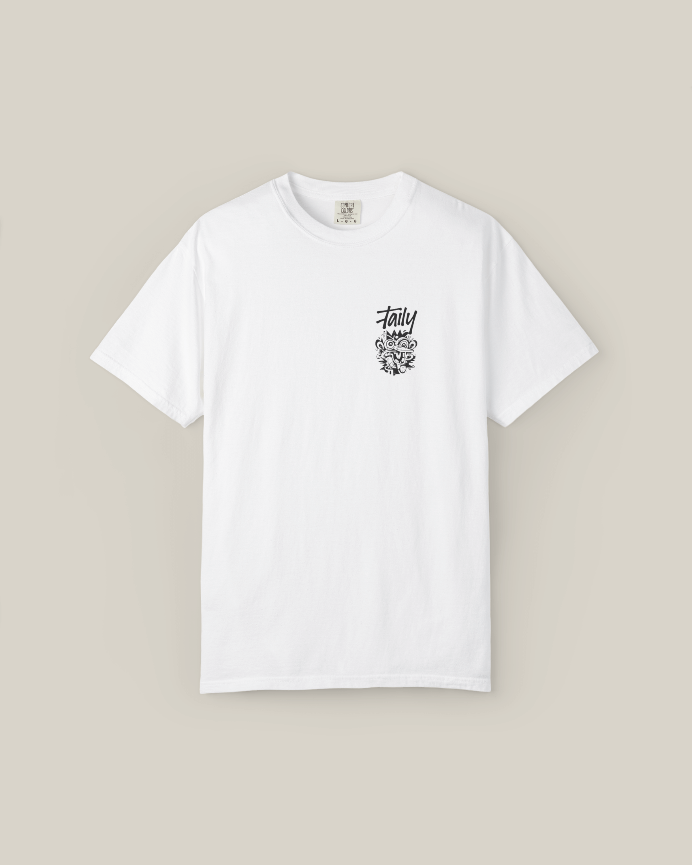Taily Totem Power T-shirt – White, streetwear graphic t-shirt with chest logo design.