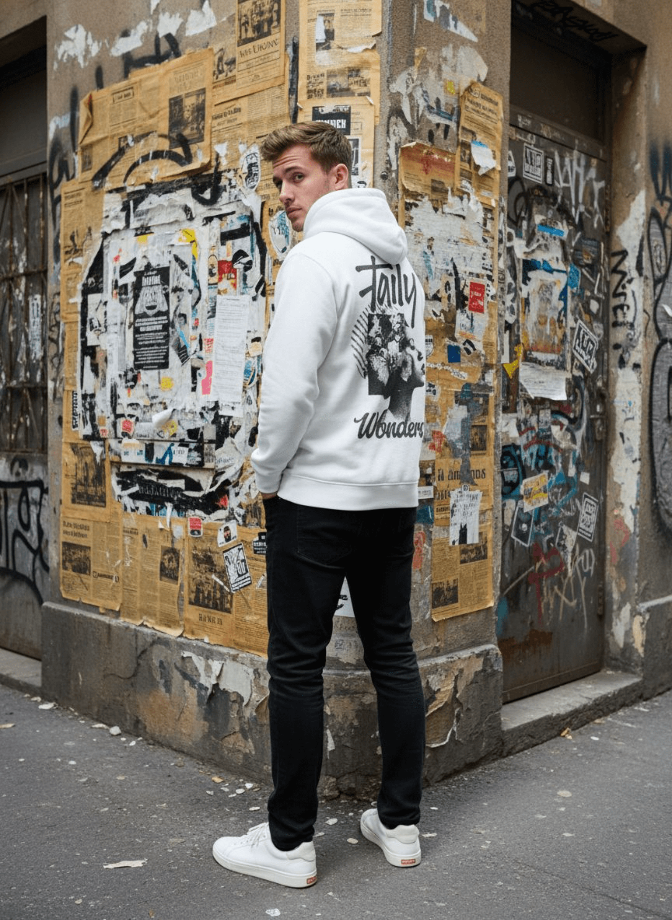 Taily Wonders Vintage Graphic Hoodie – White