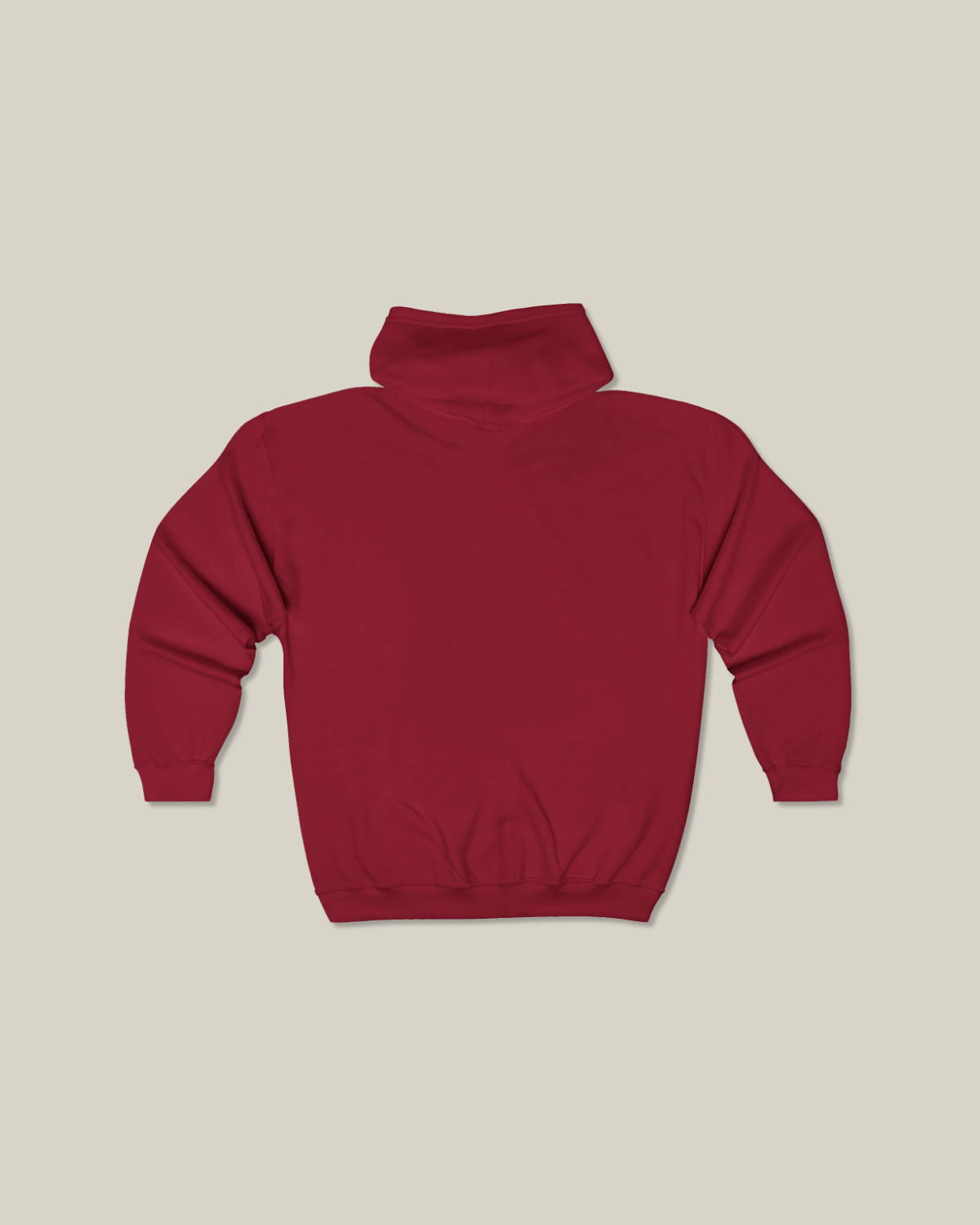 Back view of the Taily Zip Hoodie in Cardinal Red, showcasing soft fabric and classic streetwear design.