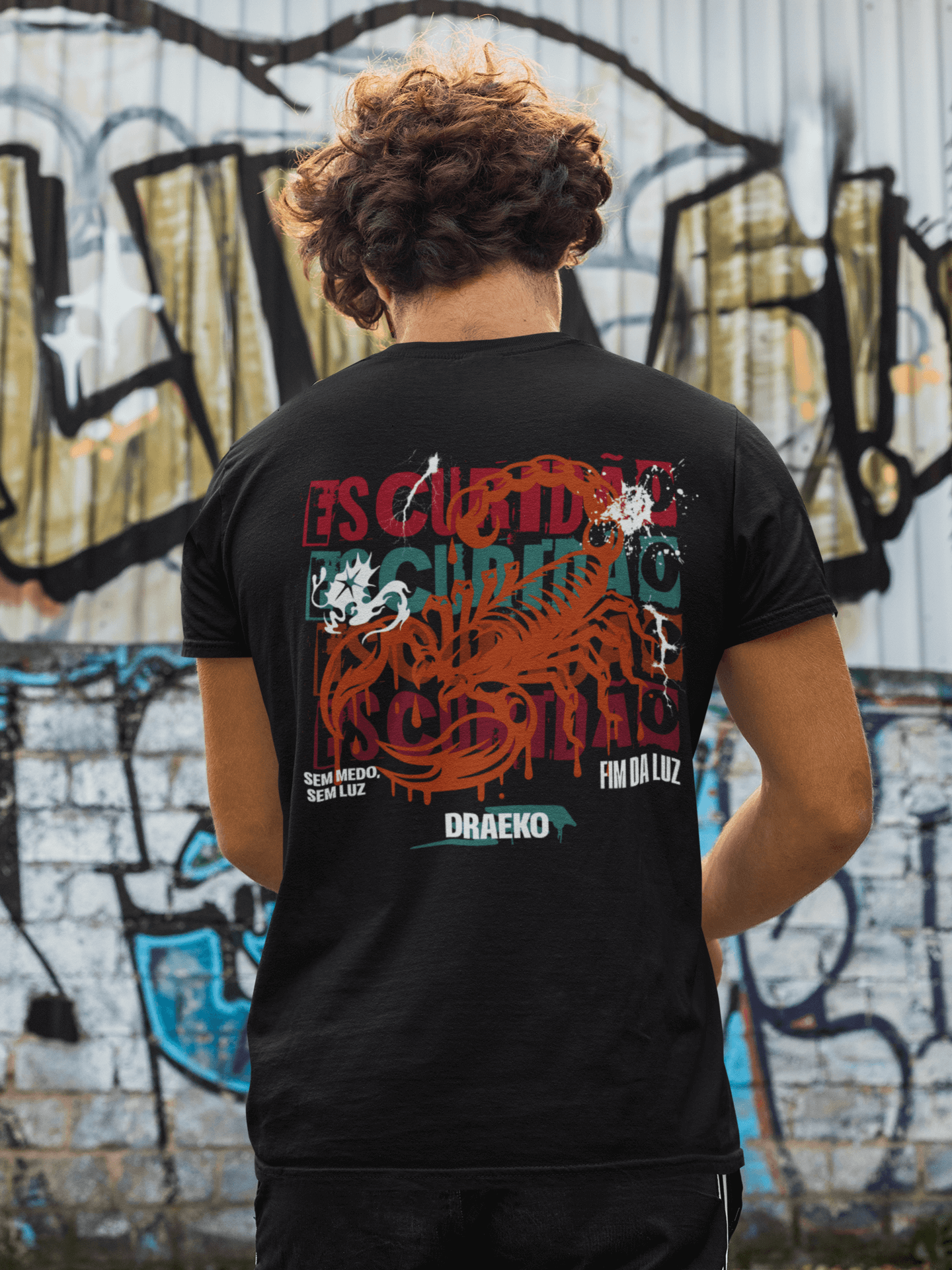 Taily Scorpion Streetwear Graphic T-Shirt in black featuring bold scorpion artwork and minimal logo on the back.