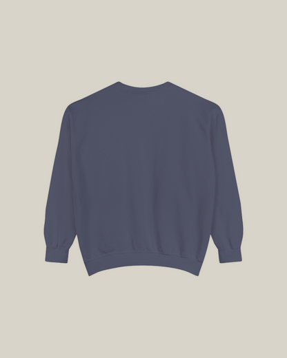 Back view of the Taily Diner "Burger Time" sweatshirt in denim color, showcasing its casual design.