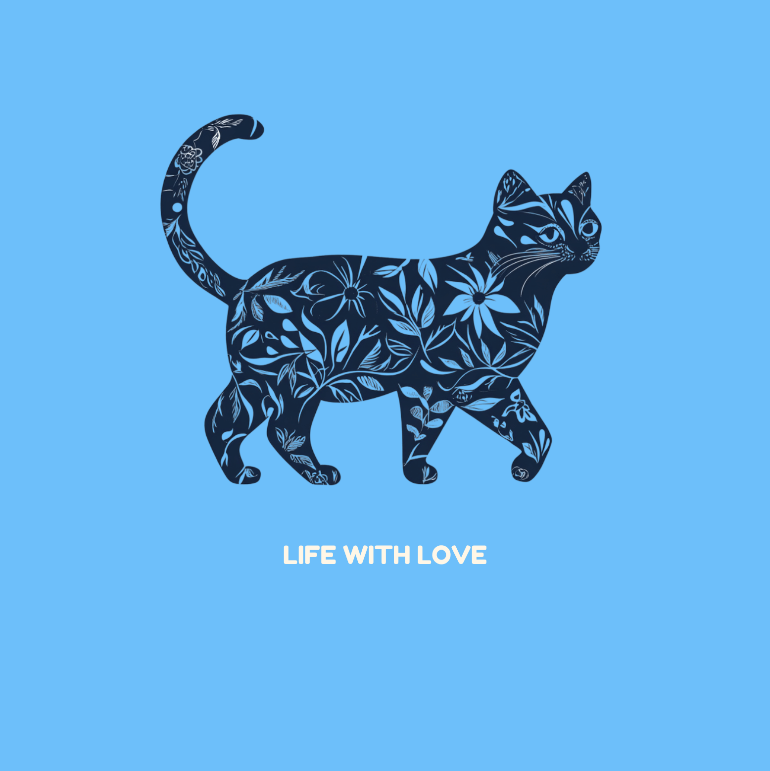 Life with Love Scottish Fold T-shirt - Artistic Cat Design