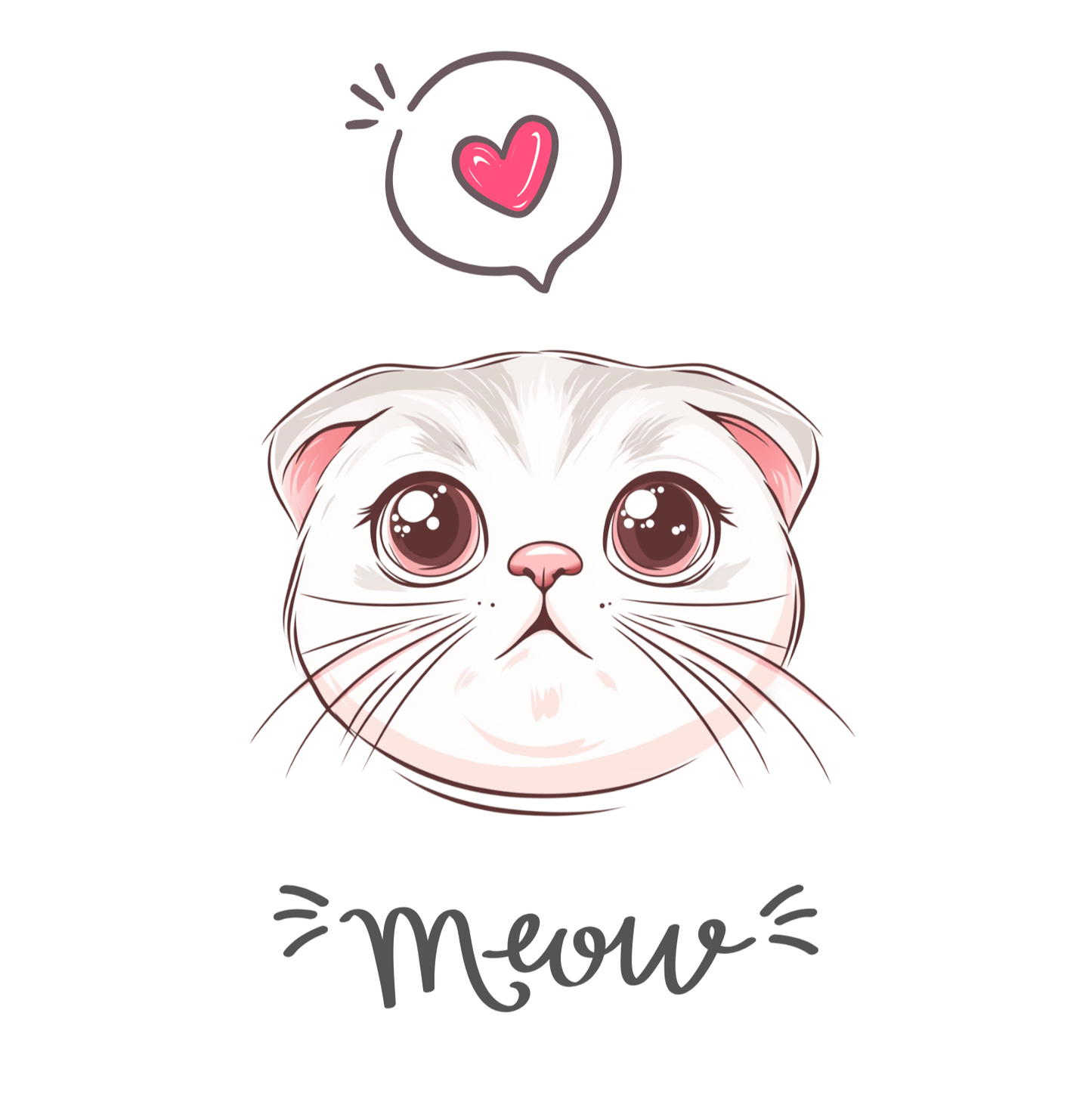 Scottish Fold Meow T-shirt - Cute Cat Love