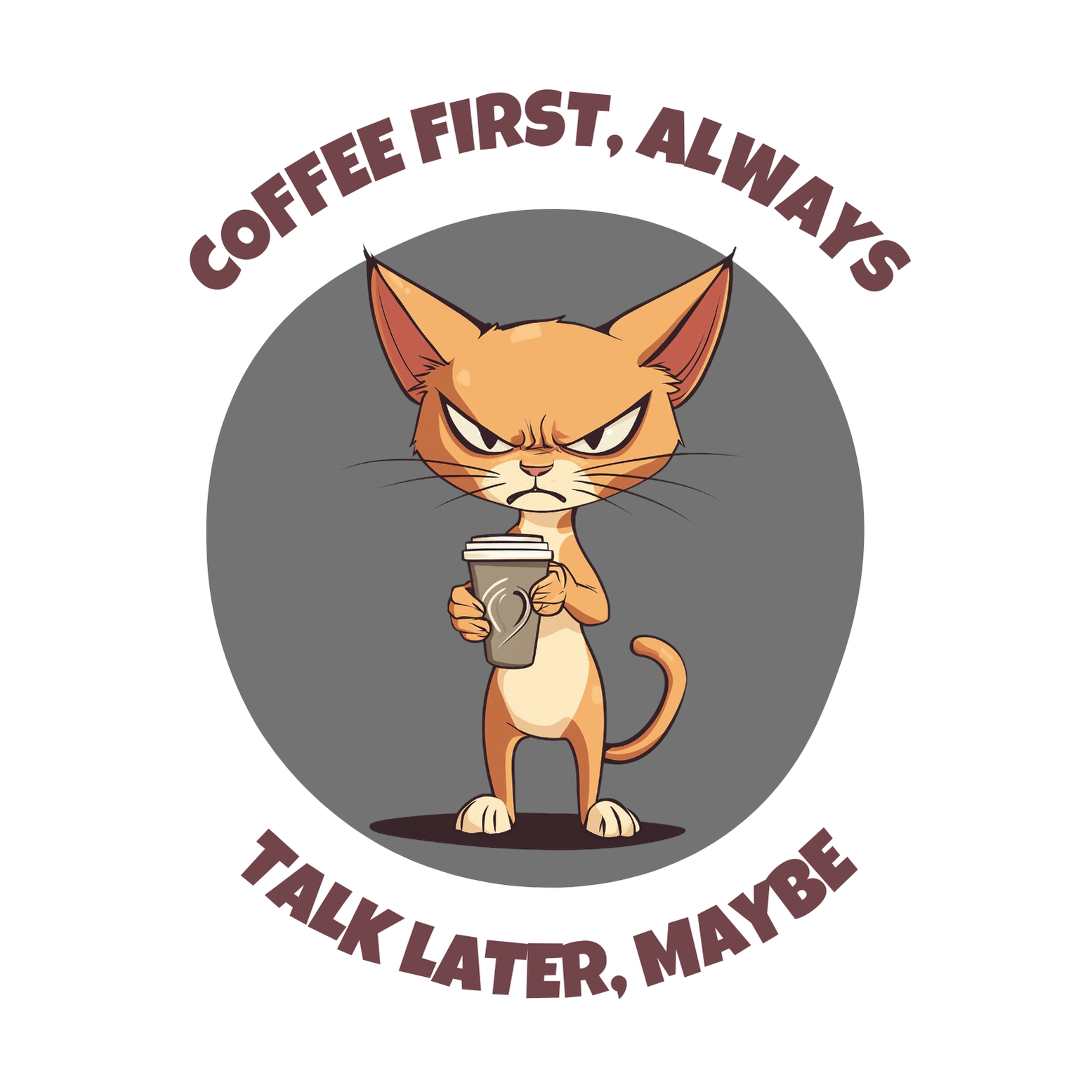 Coffee First Abyssinian Cat T-shirt - Talk Later Design