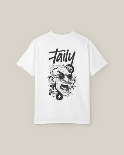 Taily Rage Streetwear Tee in white featuring bold graphic on back, a streetwear graphic t-shirt for casual and layered looks.