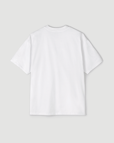 Back view of Oversized Pizza T-Shirt – Slice of Weekendin’ (White), showcasing a plain design.