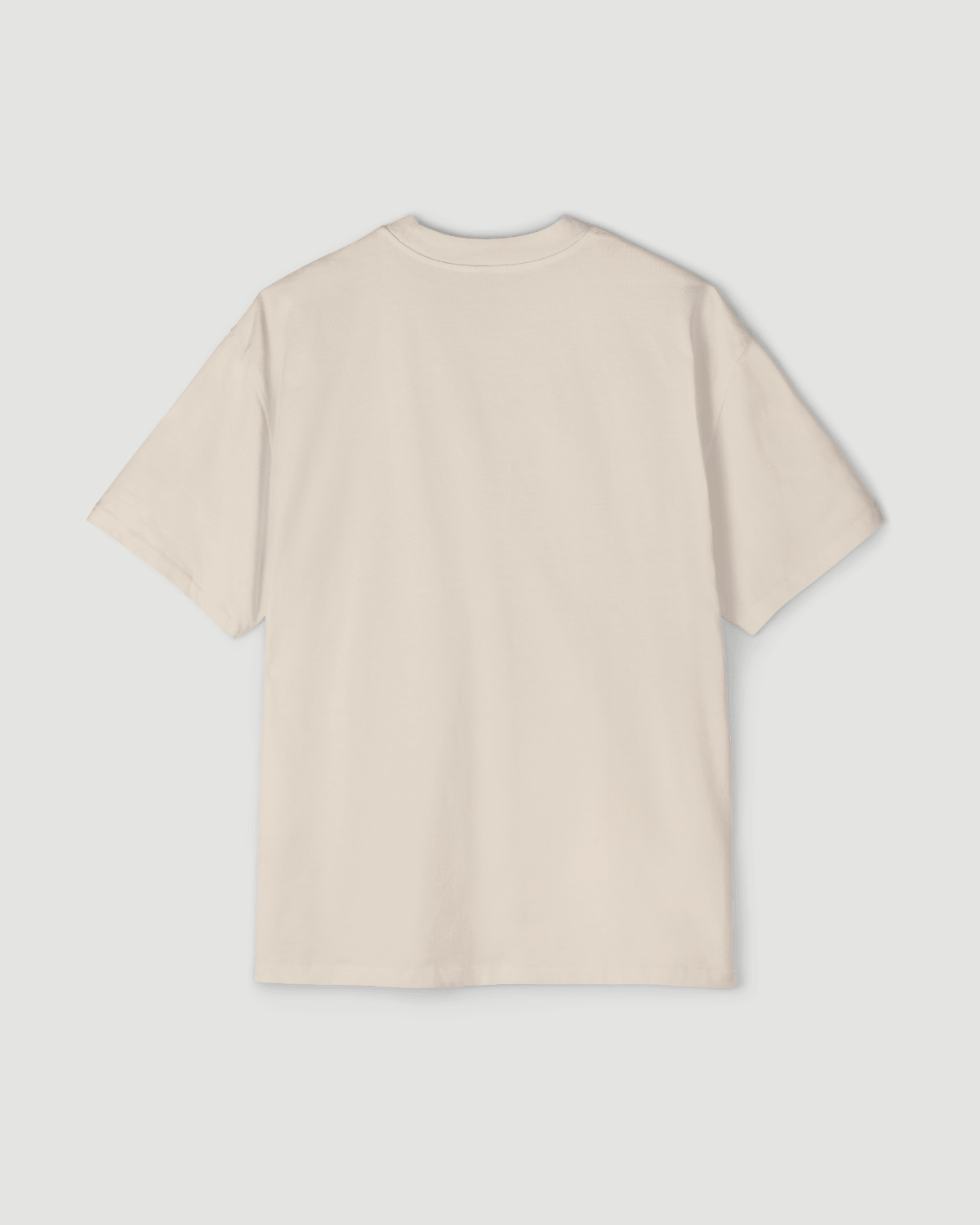 Back view of Oversized Pizza T-Shirt – Slice of Weekendin’ (Ecru), showcasing its simple and classic design.