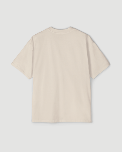 Back view of Oversized Pizza T-Shirt – Slice of Weekendin’ (Ecru), showcasing its simple and classic design.
