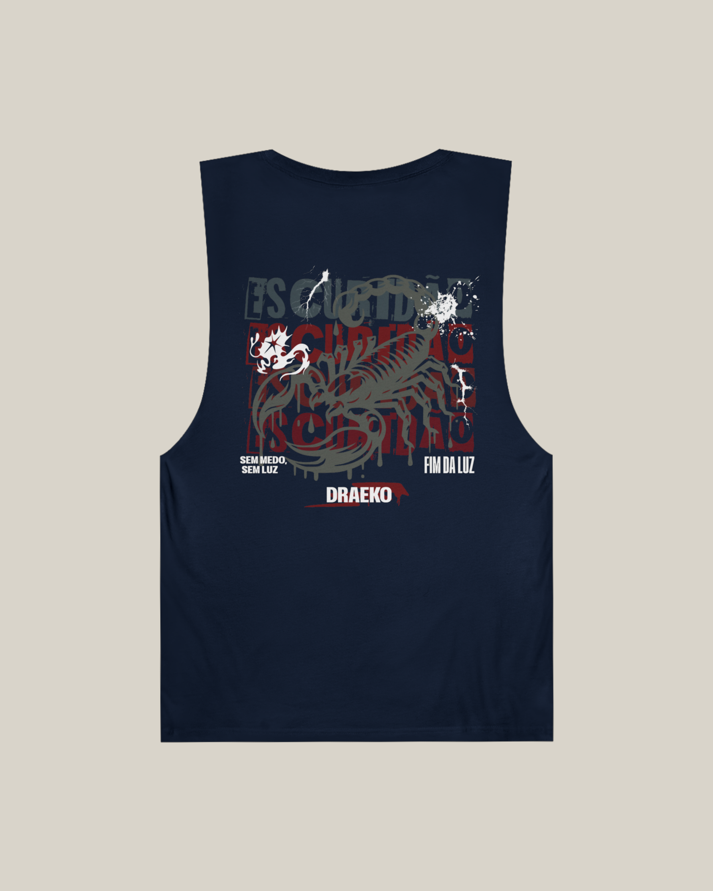 Taily Scorpion Graphic Tank Top – Navy Red Print