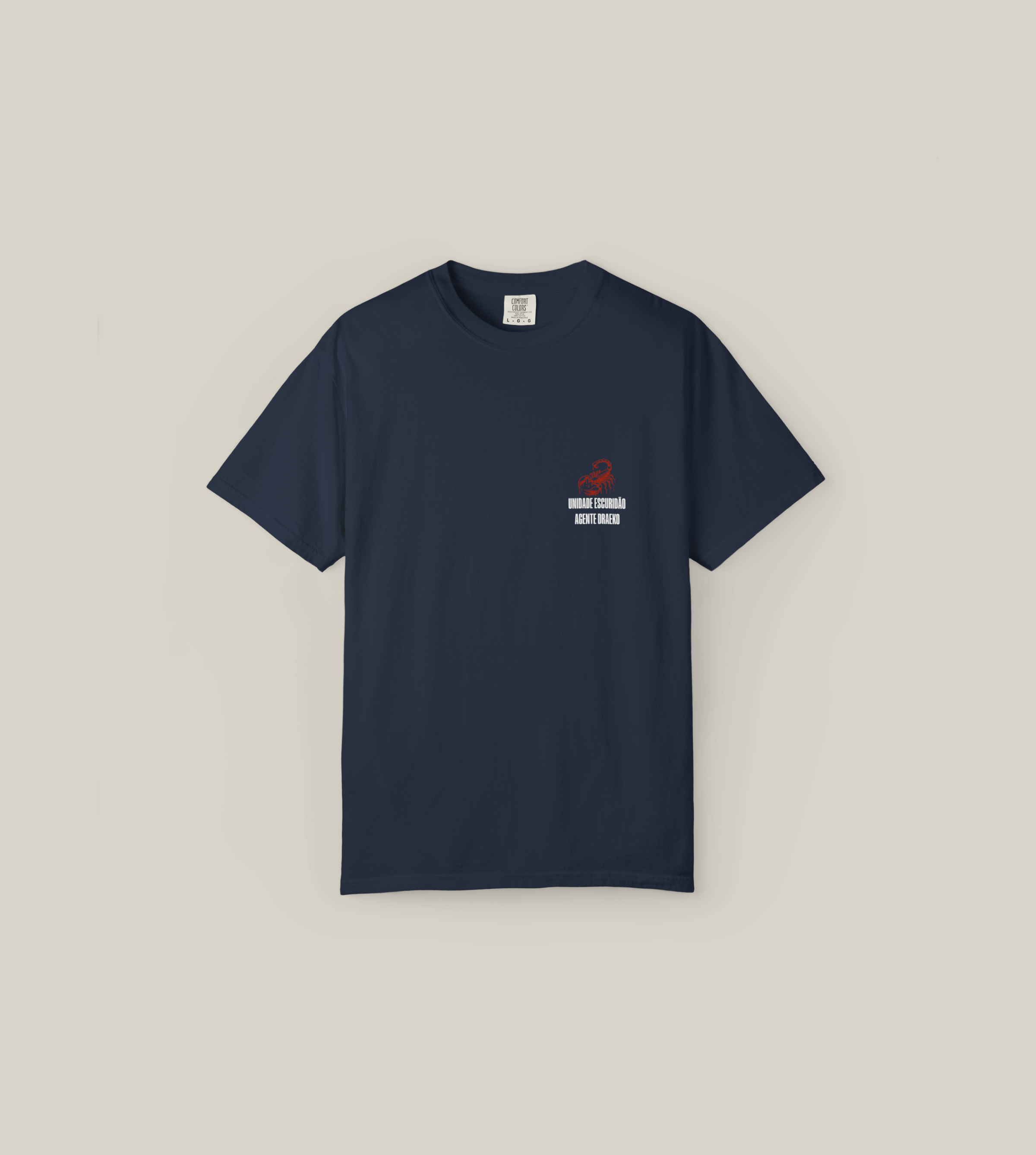 Taily Scorpion Streetwear Graphic T-Shirt in navy with scorpion design and chest logo.