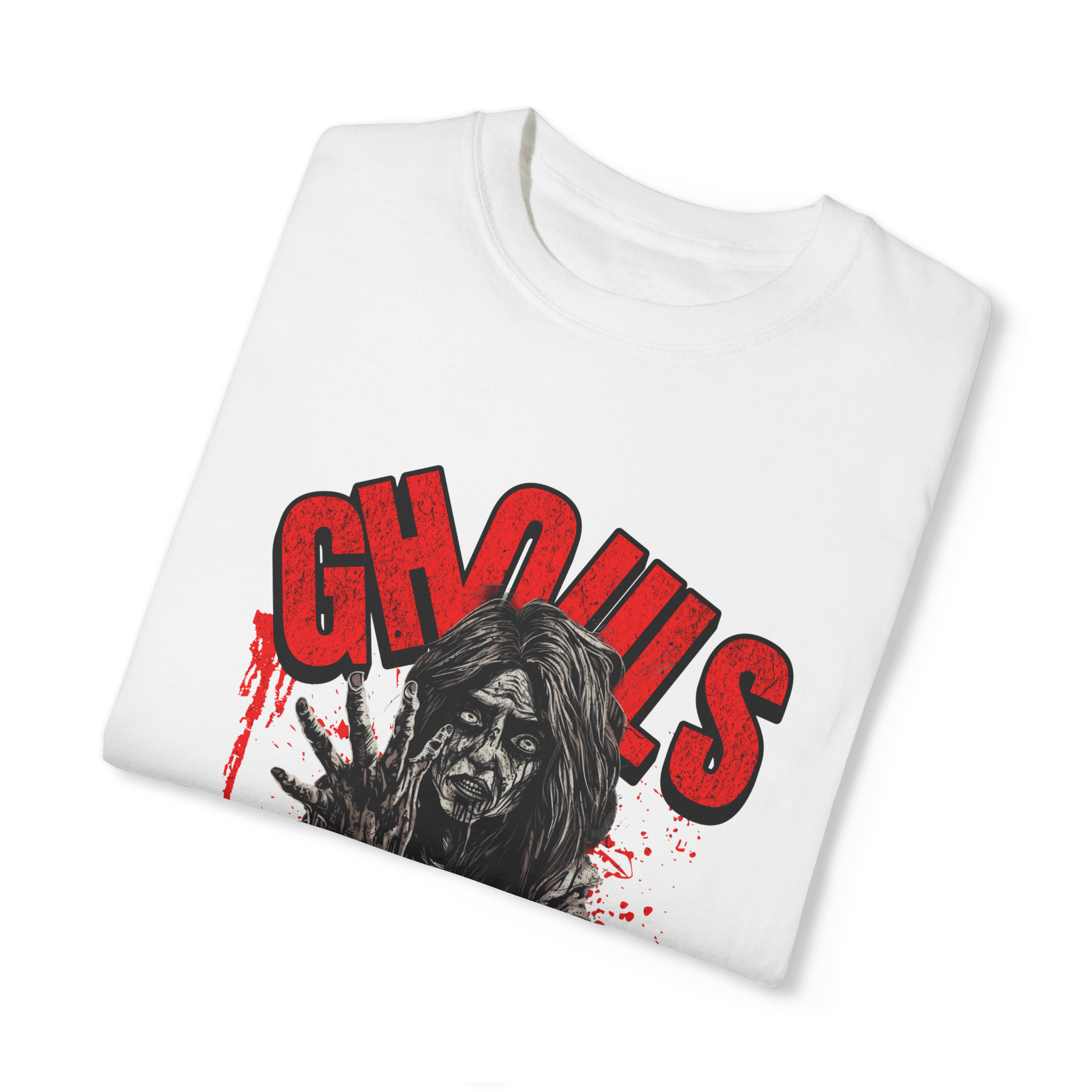 Ghouls graphic tee featuring a spooky design and horror theme, perfect for horror fans and comfortable casual wear.