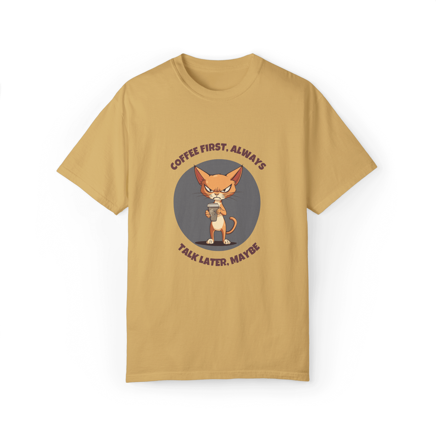 Coffee First Abyssinian Cat T-shirt - Talk Later Design