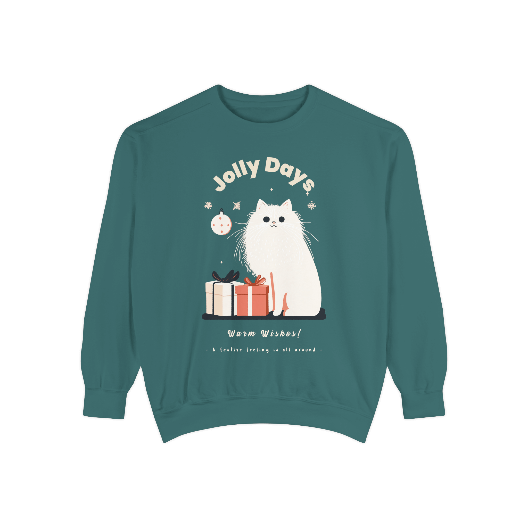 Green Christmas-themed sweatshirt featuring the phrase 