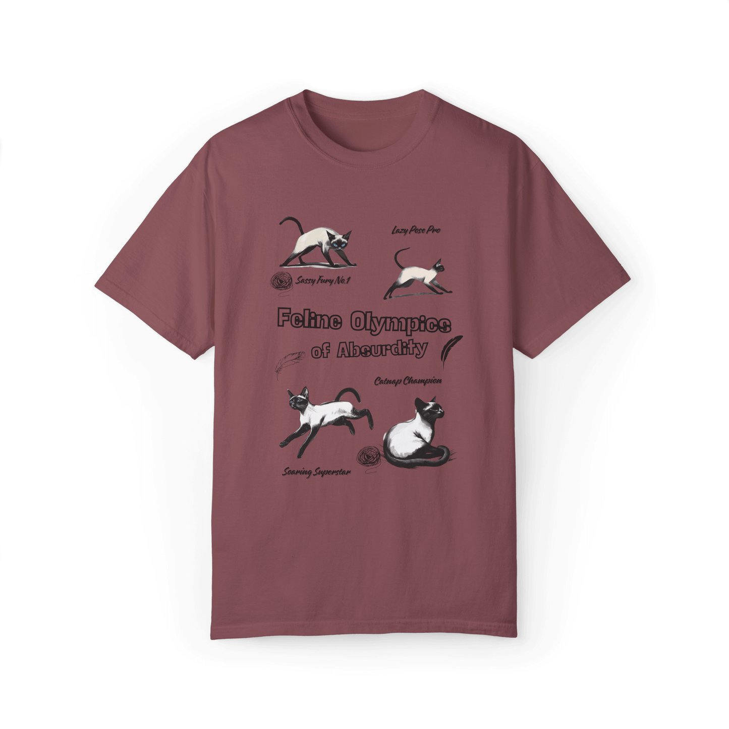 Feline Olympics Siamese Cat T-shirt - Whimsical Design