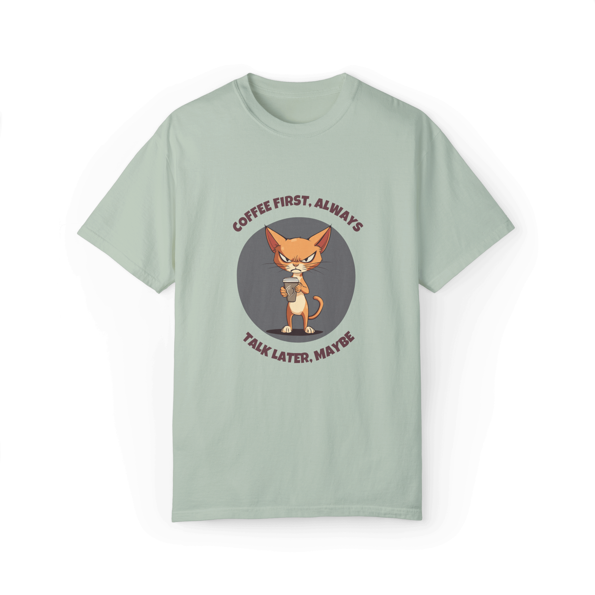 Coffee First Abyssinian Cat T-shirt - Talk Later Design