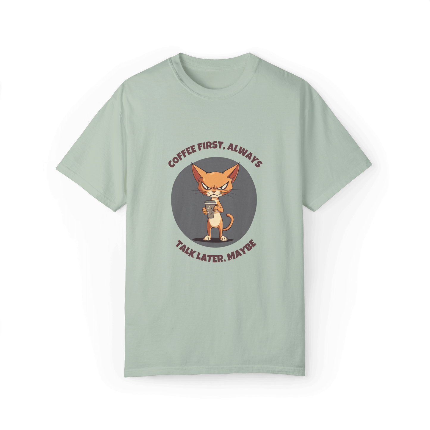 Coffee First Abyssinian Cat T-shirt - Talk Later Design