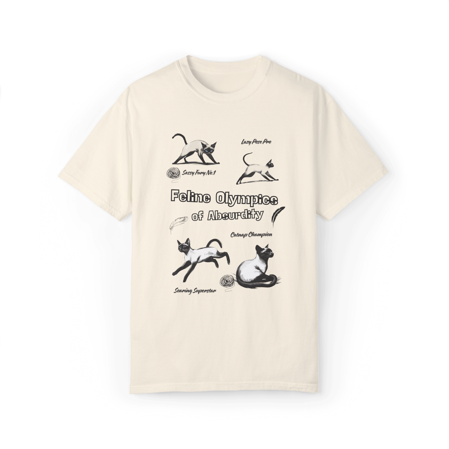 Feline Olympics Siamese Cat T-shirt - Whimsical Design